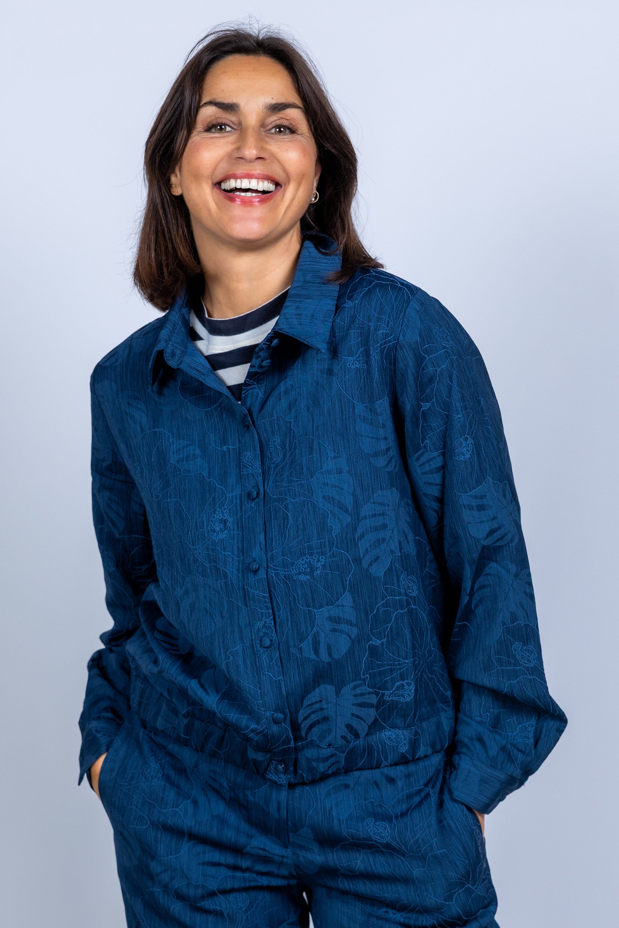 Blouse met knopen - Marine