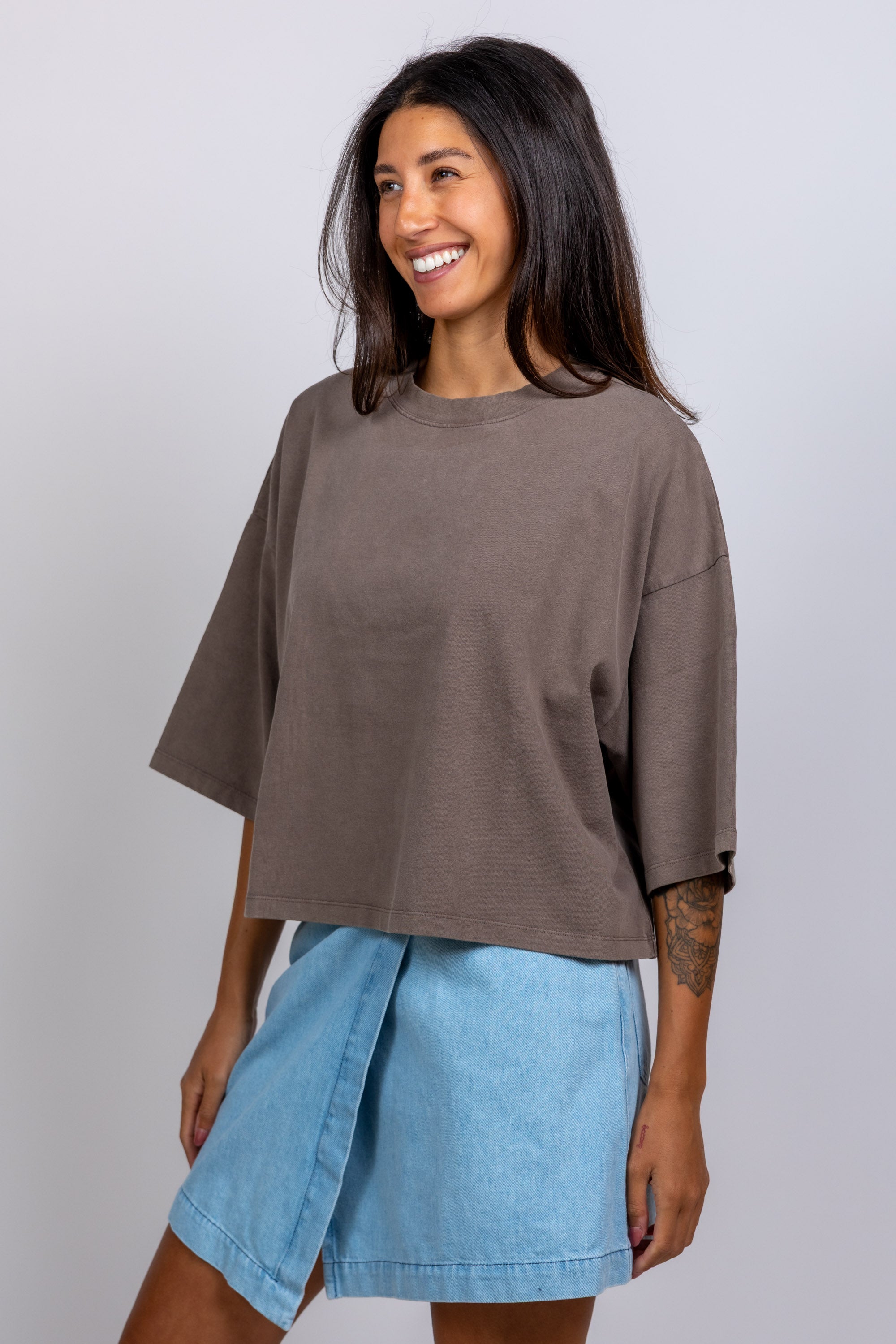 T-shirt met korte mouwen - Bruin