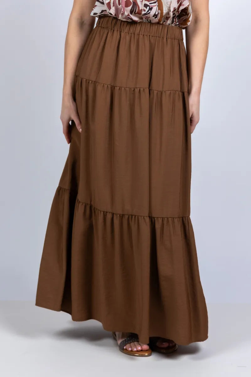 MARELLA MARELLA CIOCCA Rok met volant - Cognac