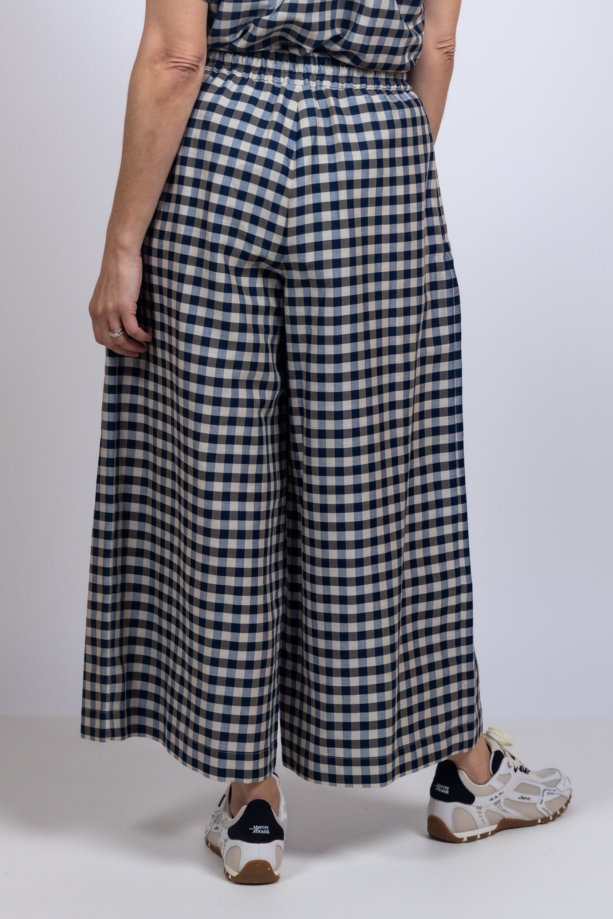 Wijde broek met ruit - Marine