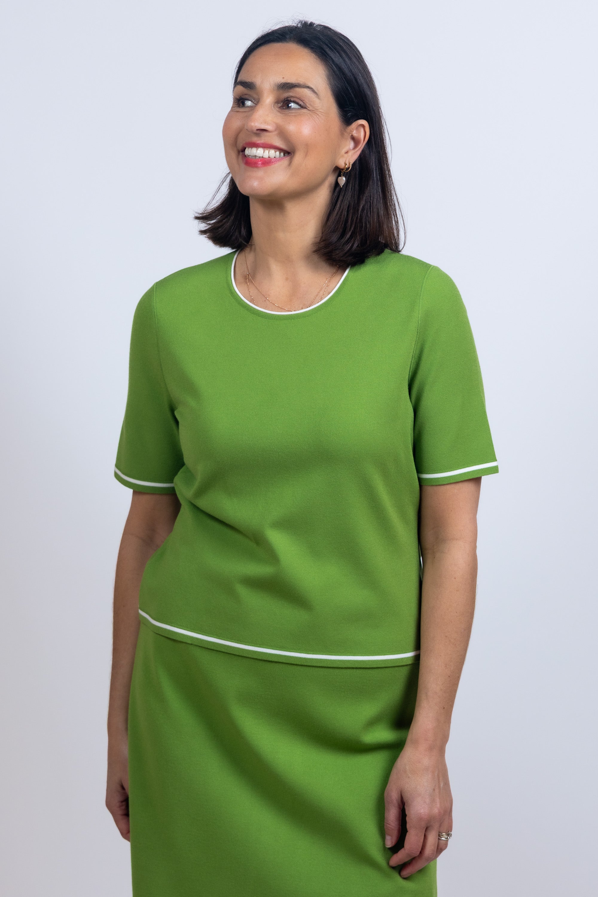 Truitje met contrastbies - Appelgroen