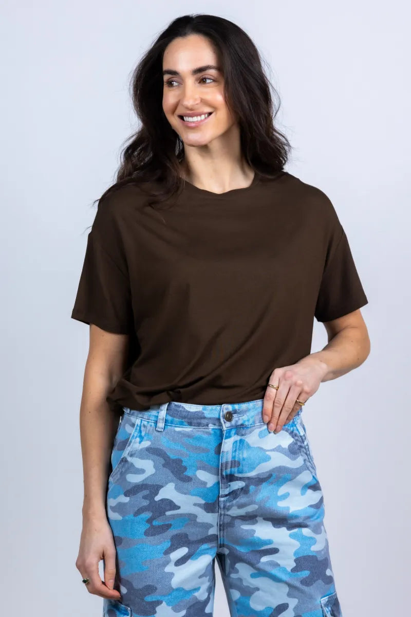 MAJESTIC MAJESTIC M001-FT1104 T-shirt met korte mouwen - Bruin