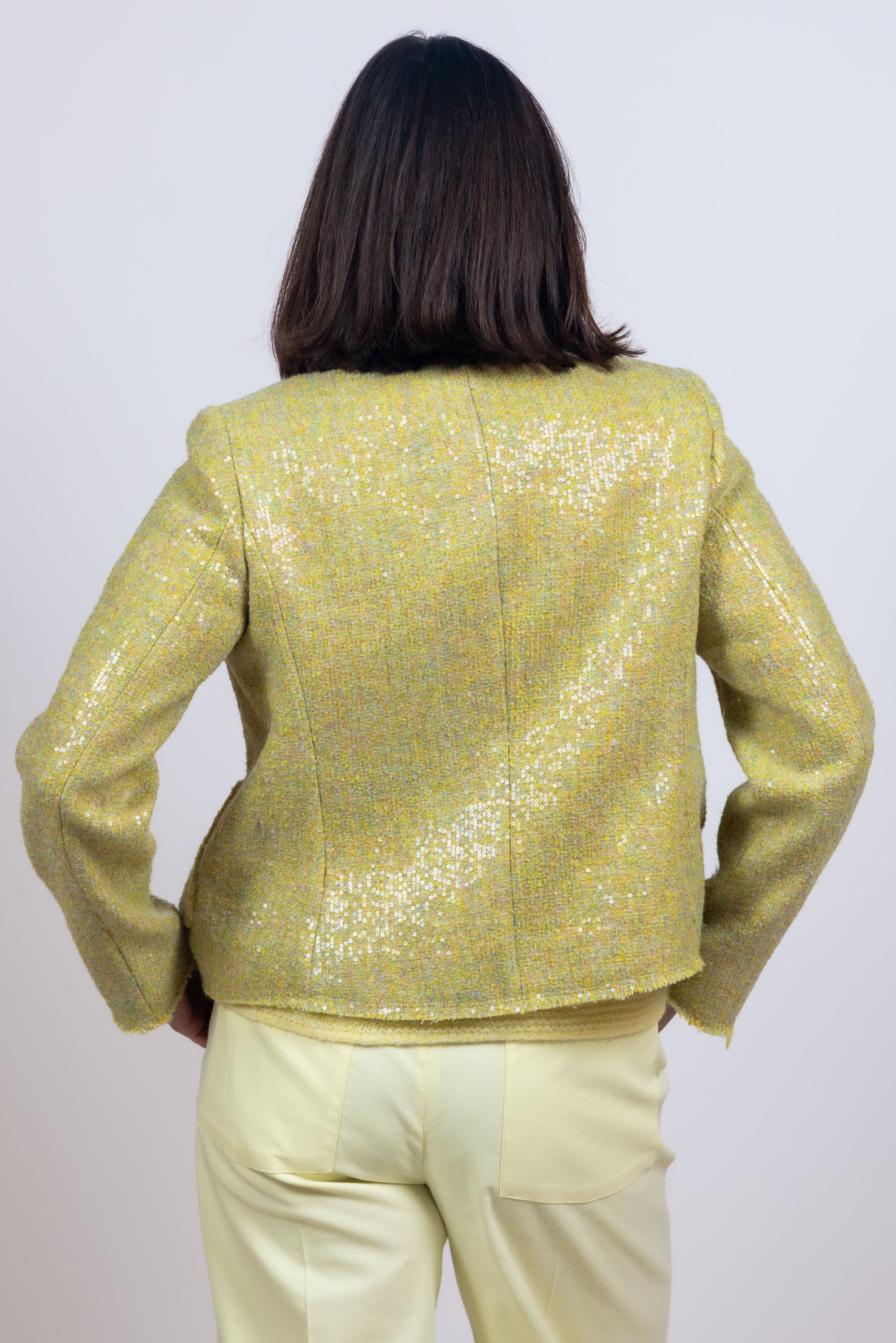Blazer met pailletten - Citroengeel