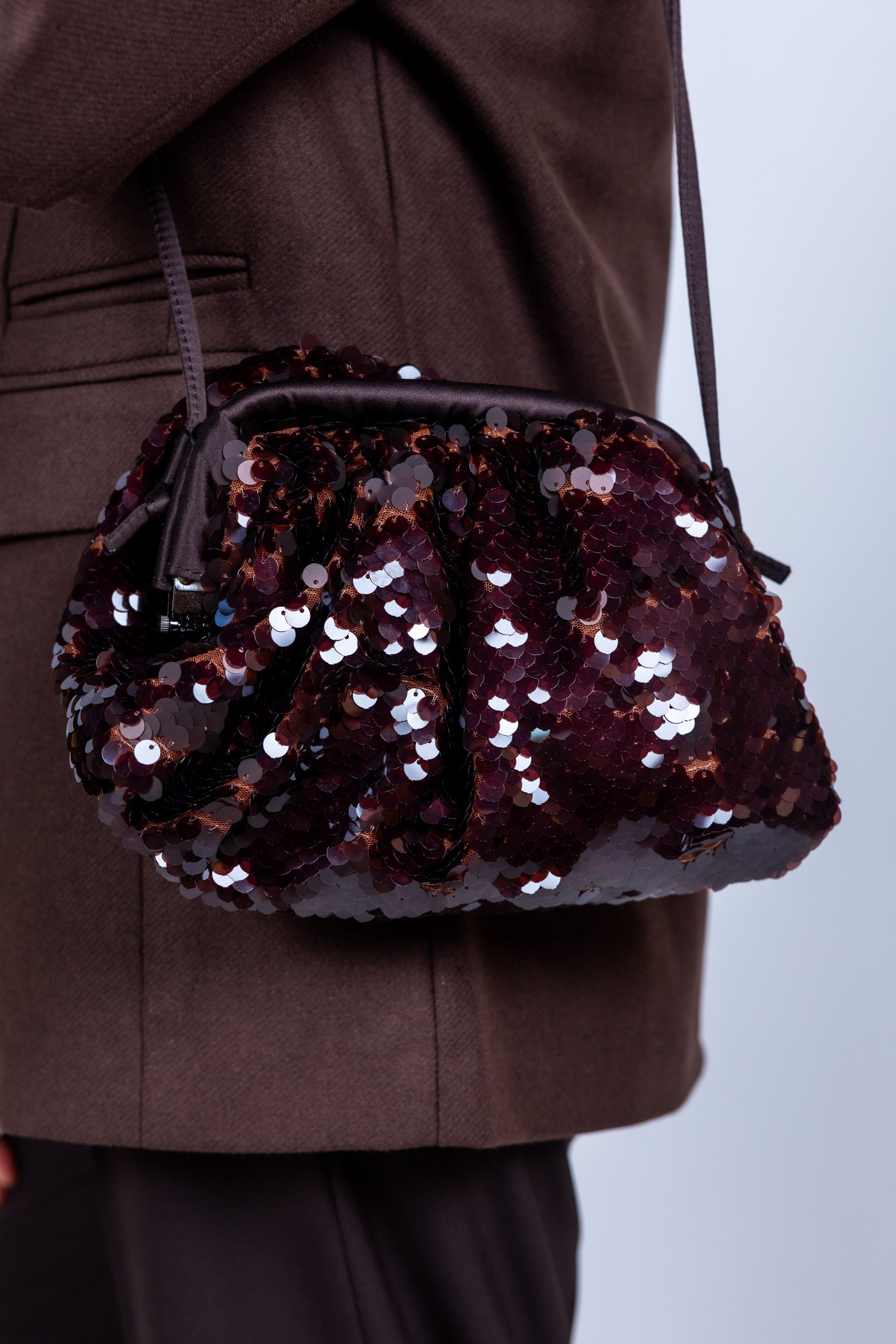 Tas met pailletten - Bruin