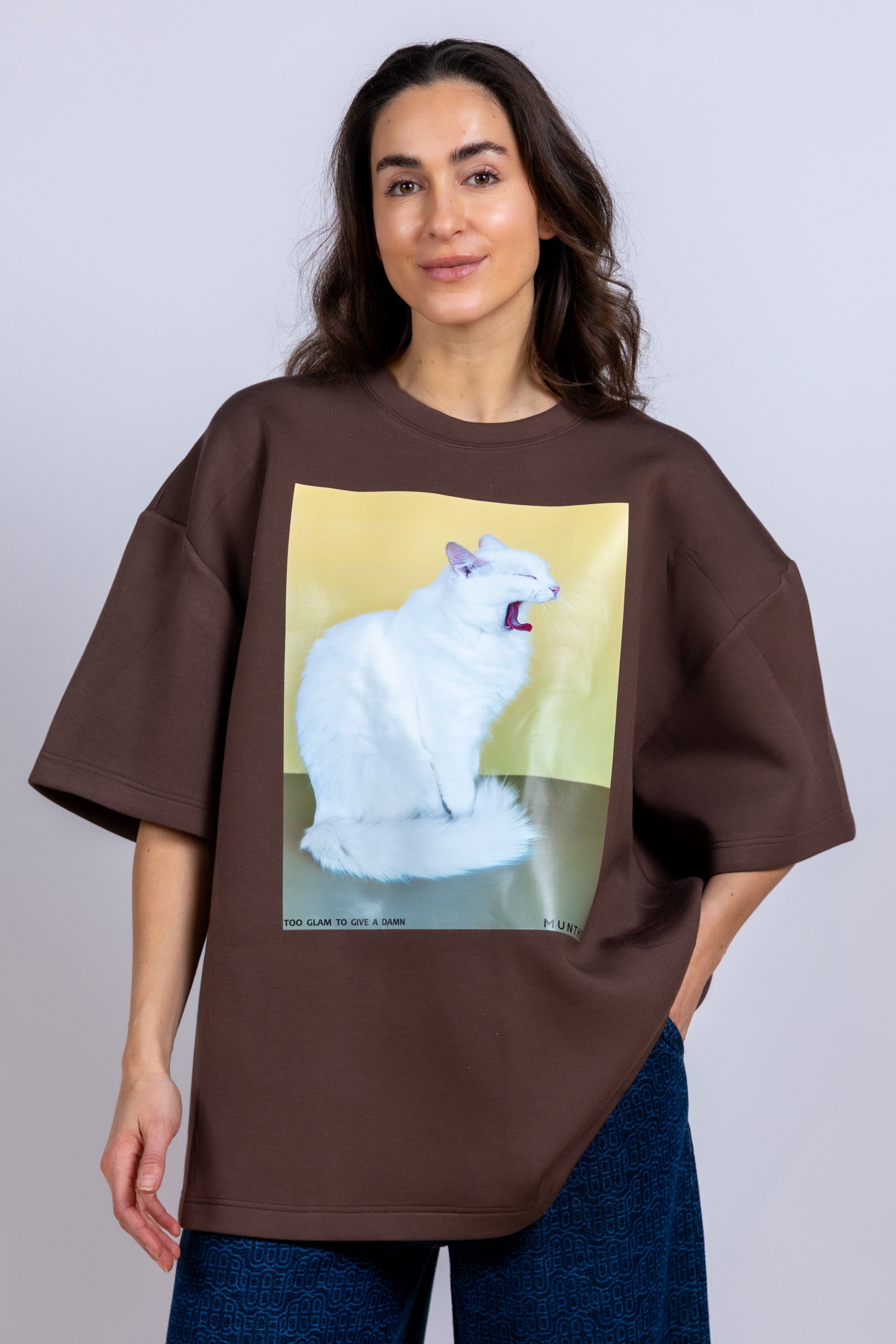 T-shirt met print - Bruin