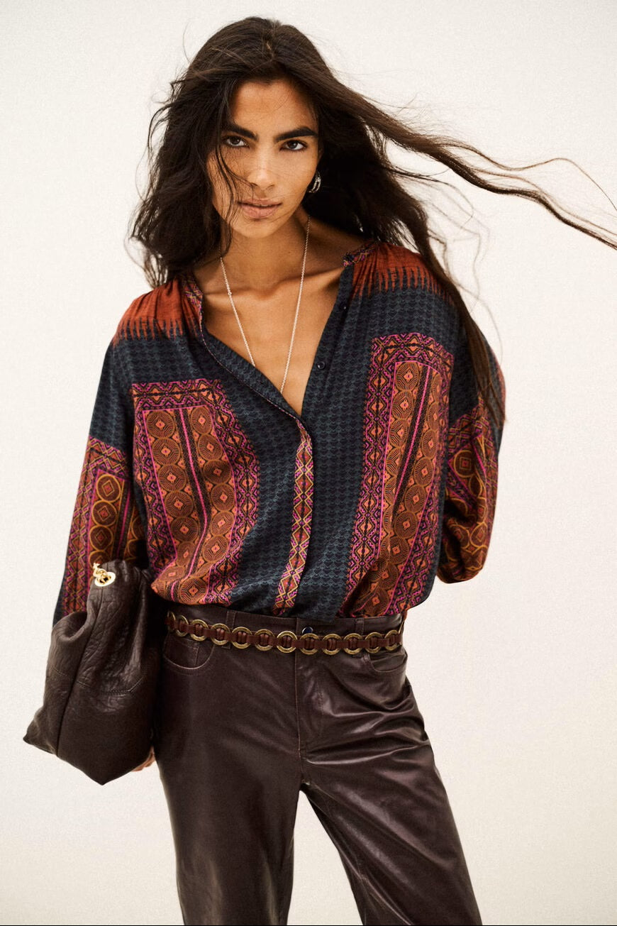 BA&SH BA&SH OLIVIO SHIRT donkerbordeaux