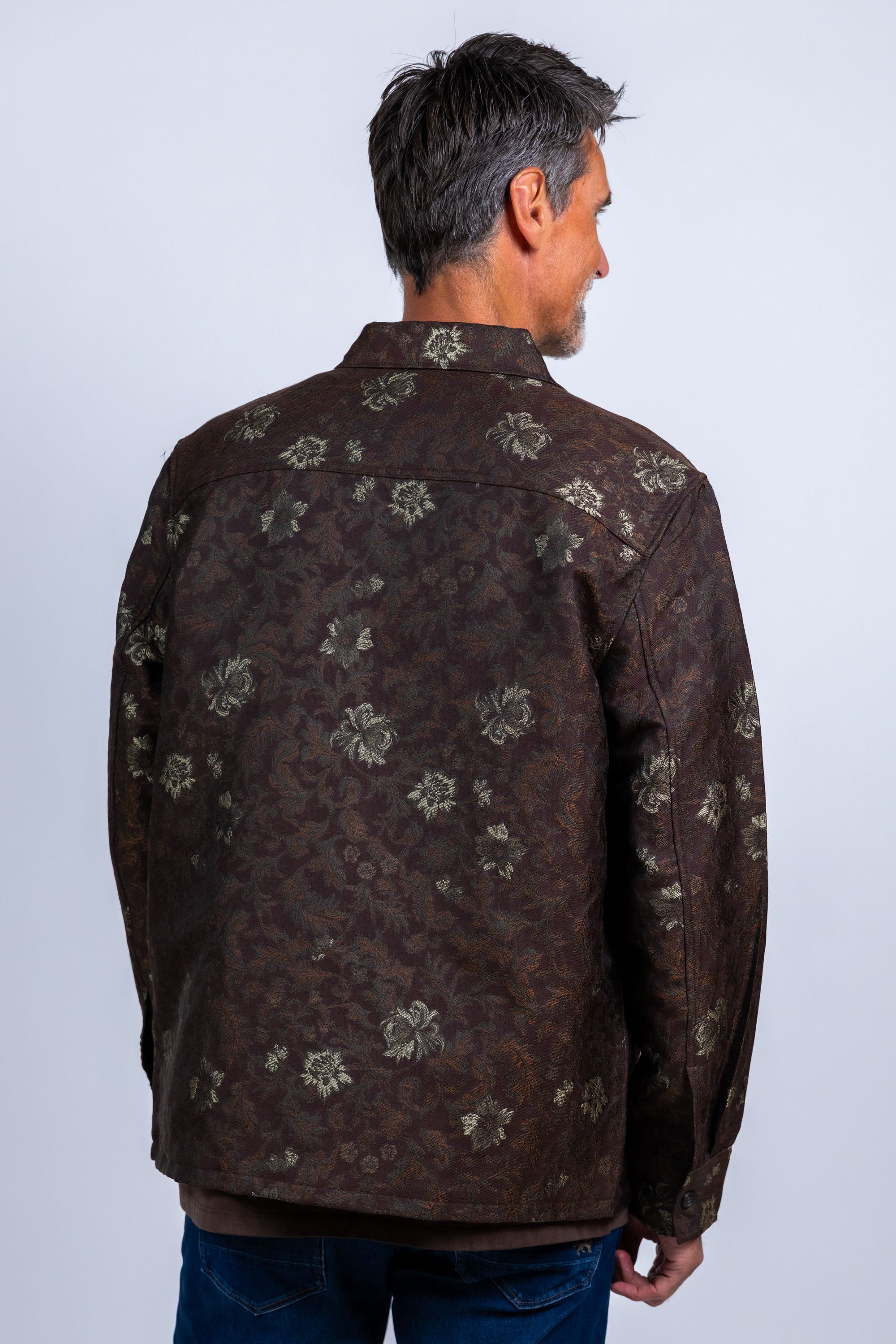Jasje met bloemenprint - Bruin