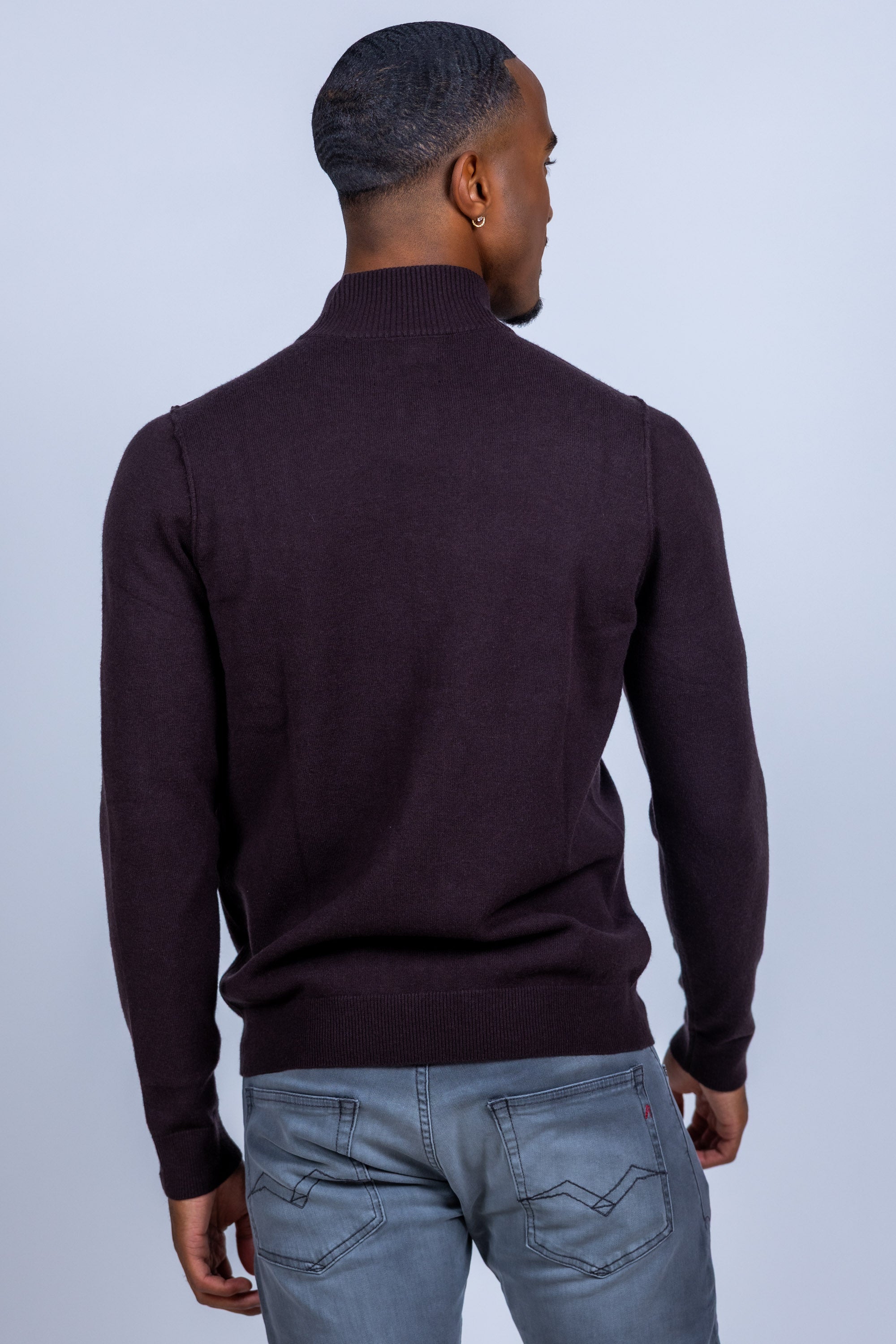 Trui met halve rits - Bruin