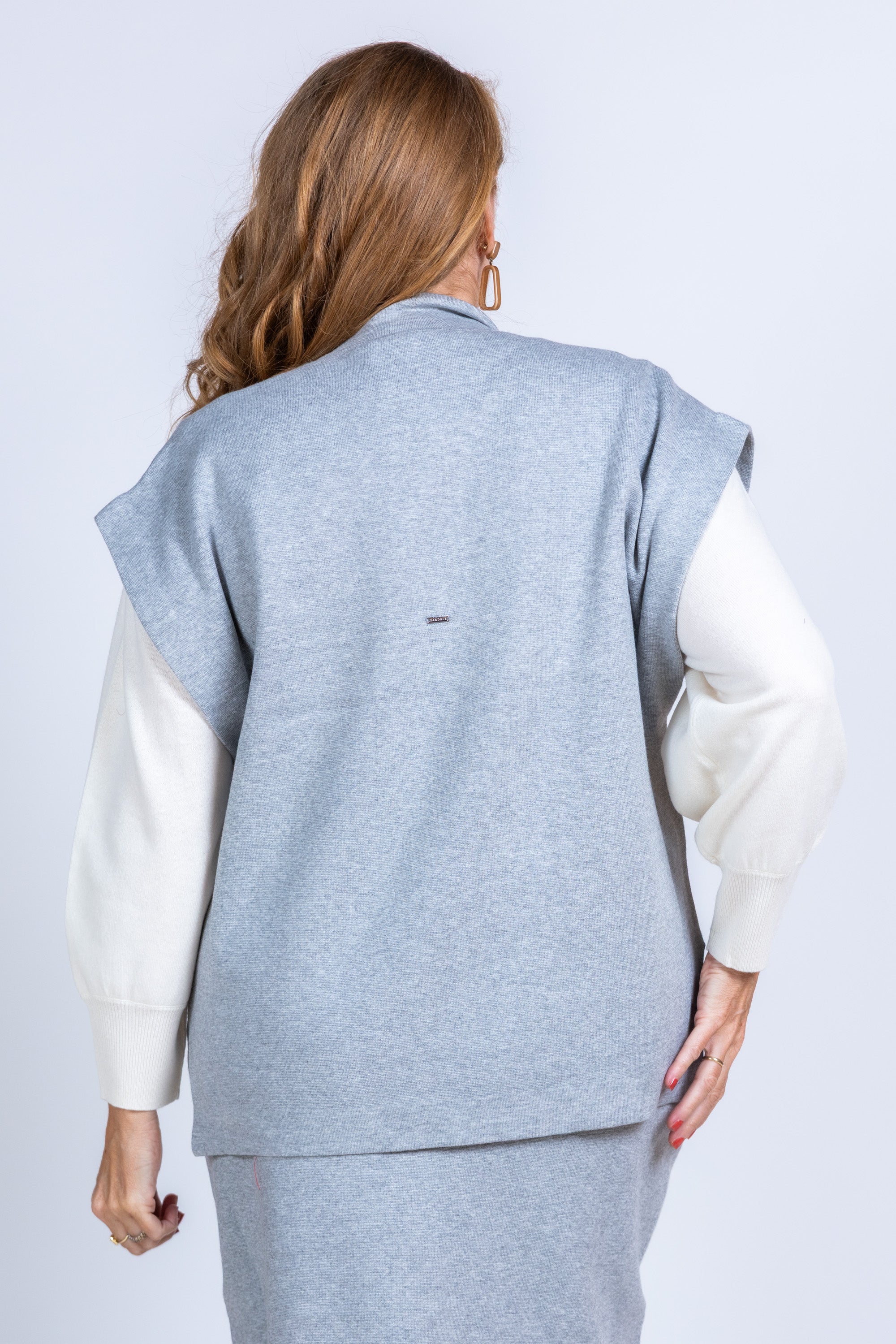 Gilet met knoop - Lichtgrijs