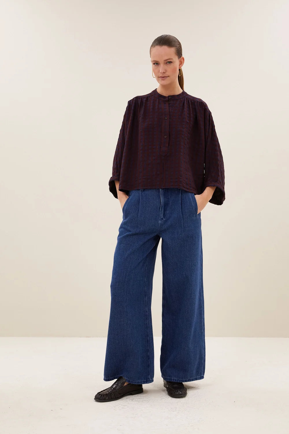 BY-BAR BY-BAR JESS BLOUSE donkerbordeaux