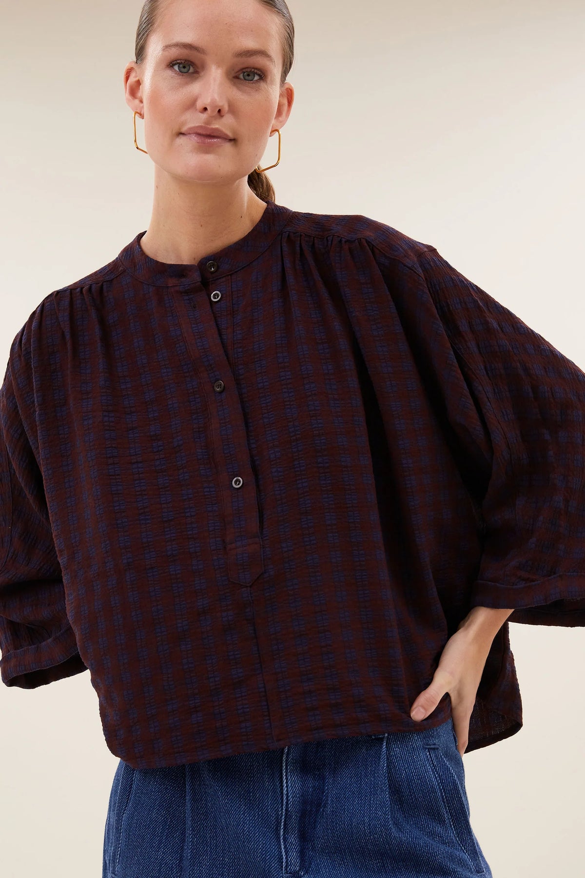 BY-BAR BY-BAR JESS BLOUSE donkerbordeaux