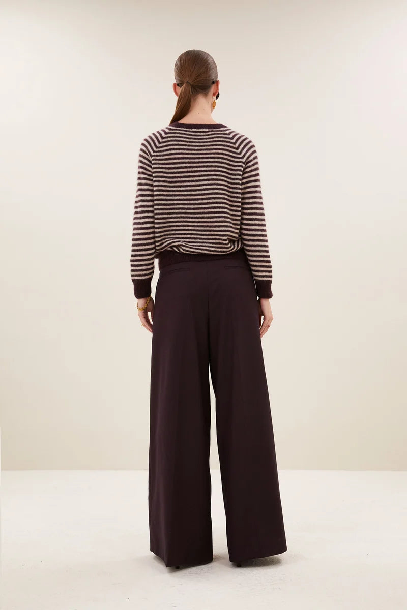 BY-BAR BY-BAR SALLY STRIPE PULL donkerbordeaux