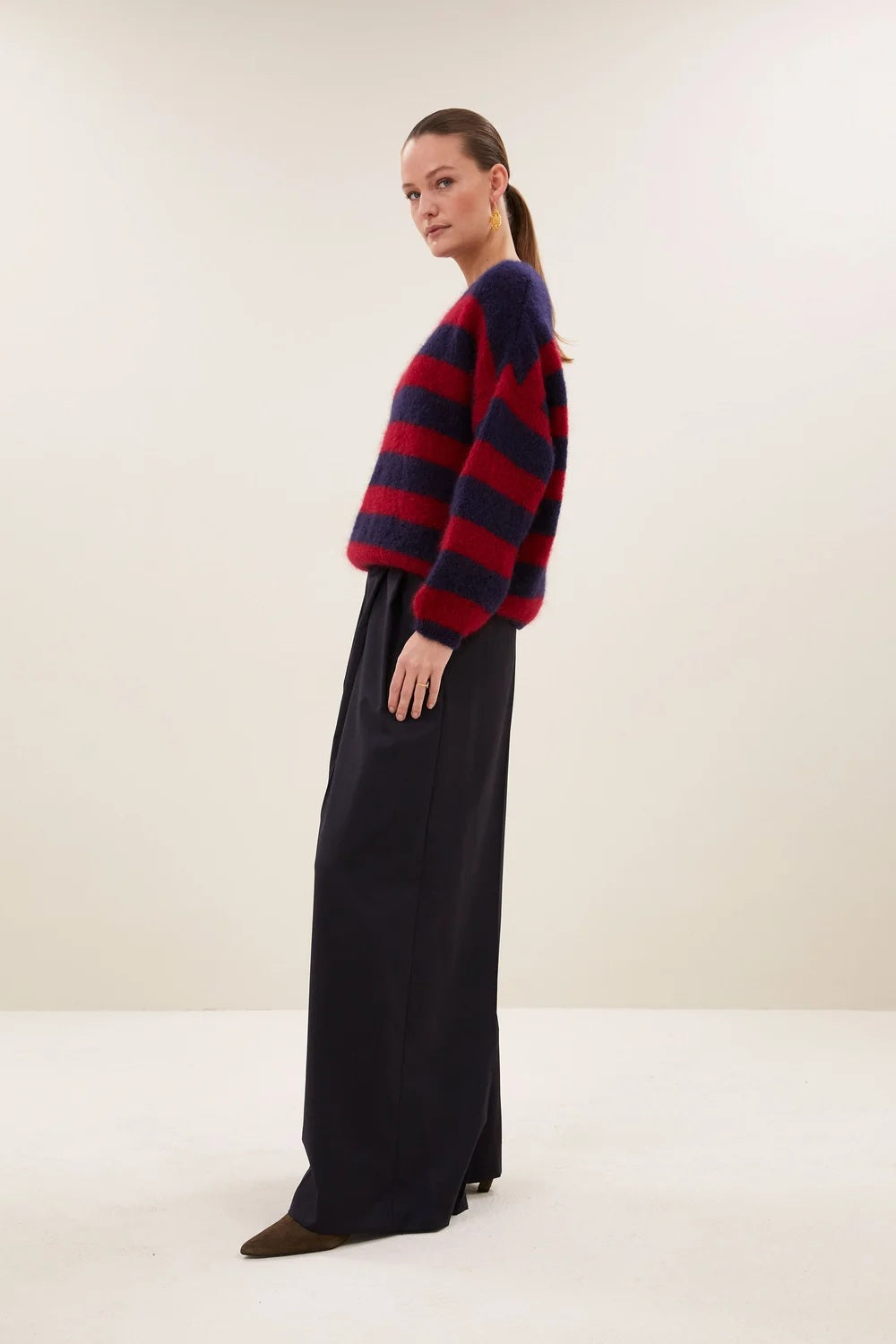 BY-BAR BY-BAR GIGI STRIPE PULL donkerbordeaux