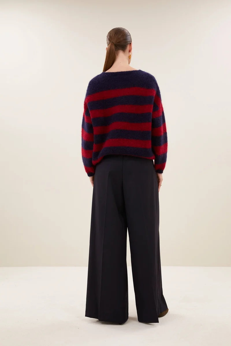 BY-BAR BY-BAR GIGI STRIPE PULL donkerbordeaux