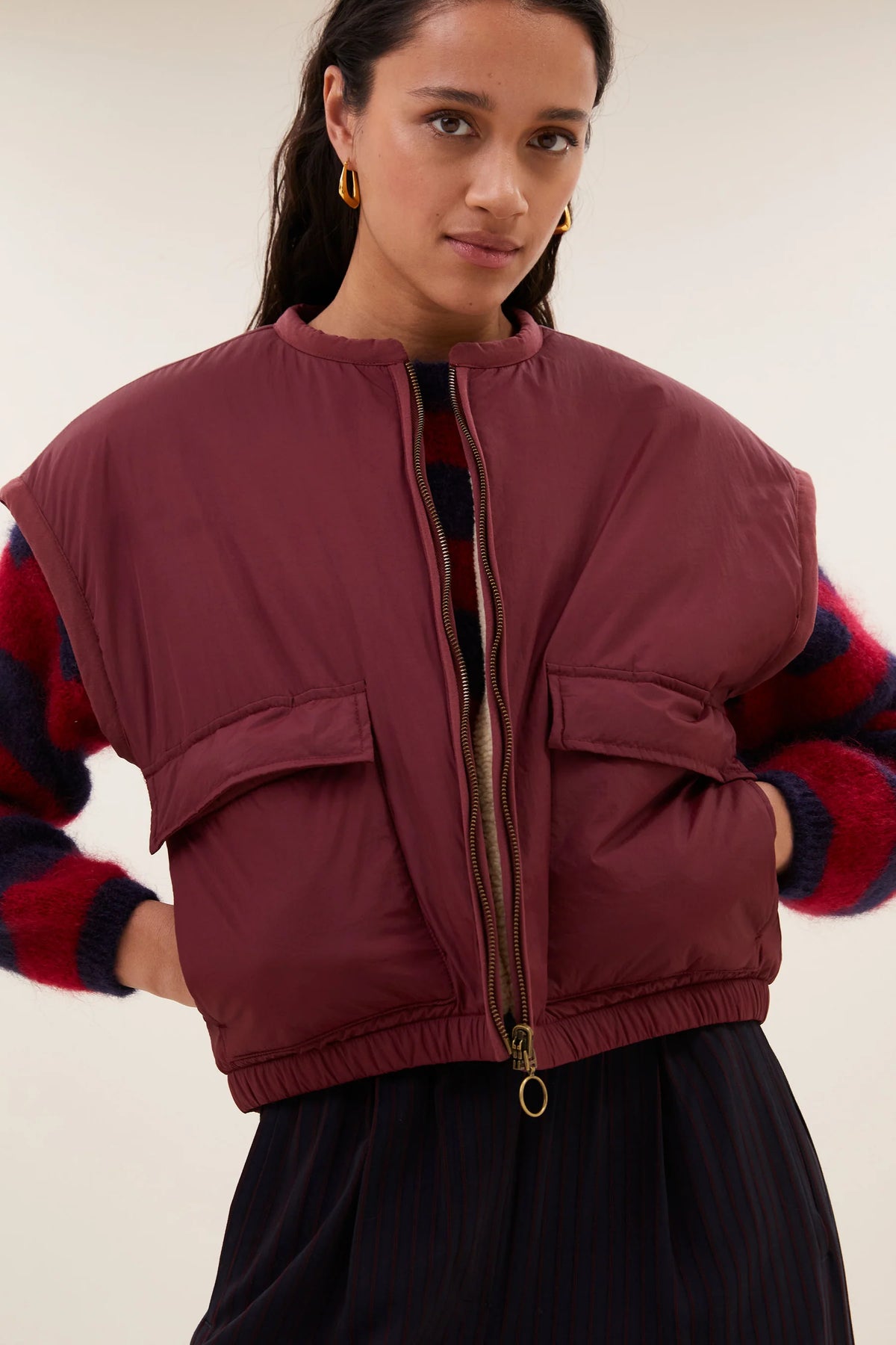 BY-BAR BY-BAR GIO SLEEVELESS donkerbordeaux