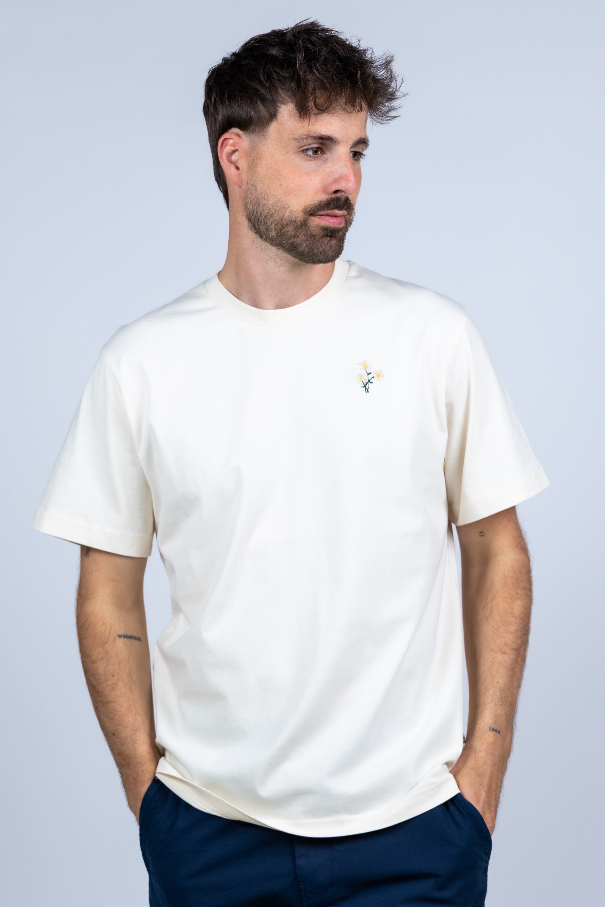 T-shirt met borduring - Ecru