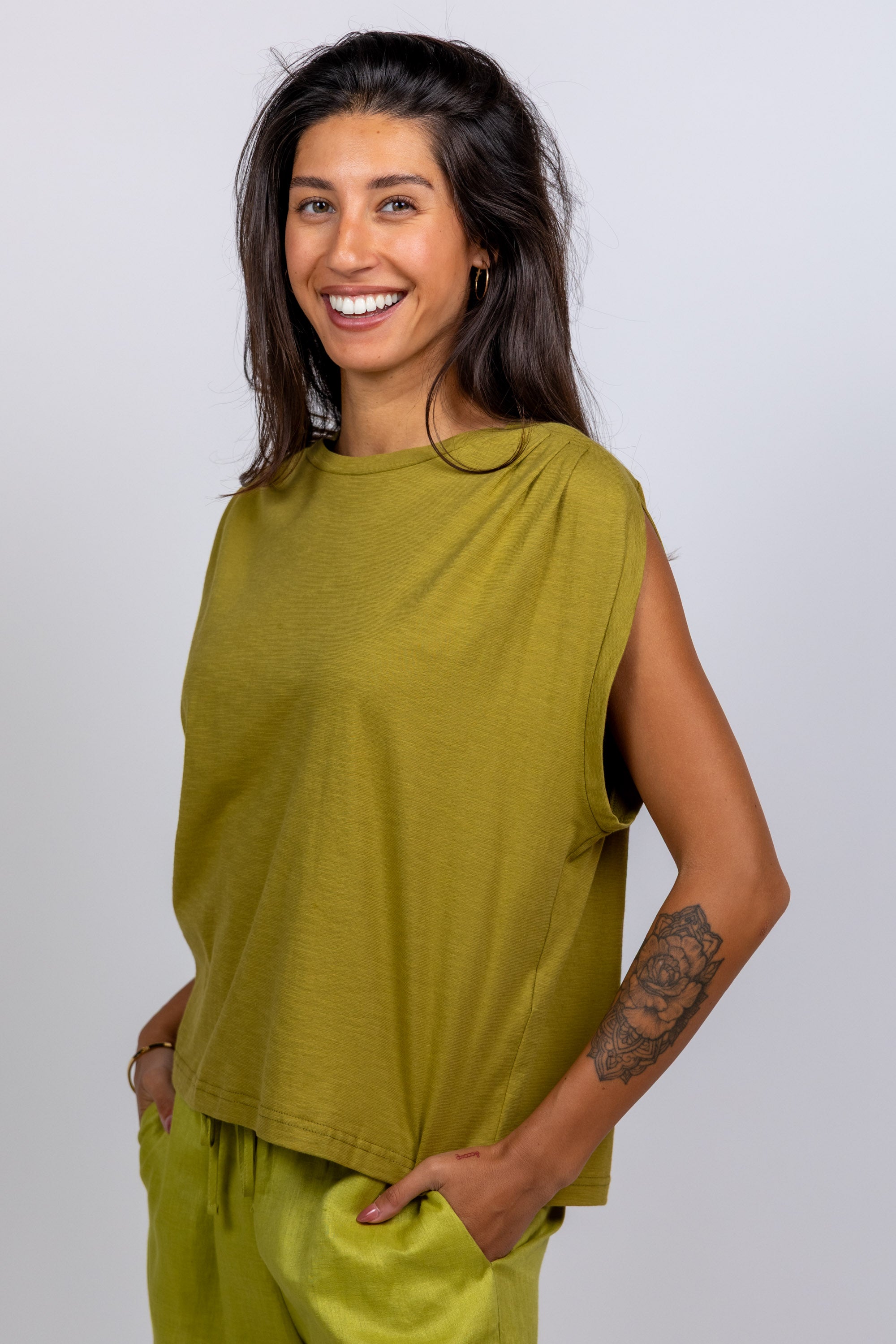 Mouwloze top - Olijfgroen