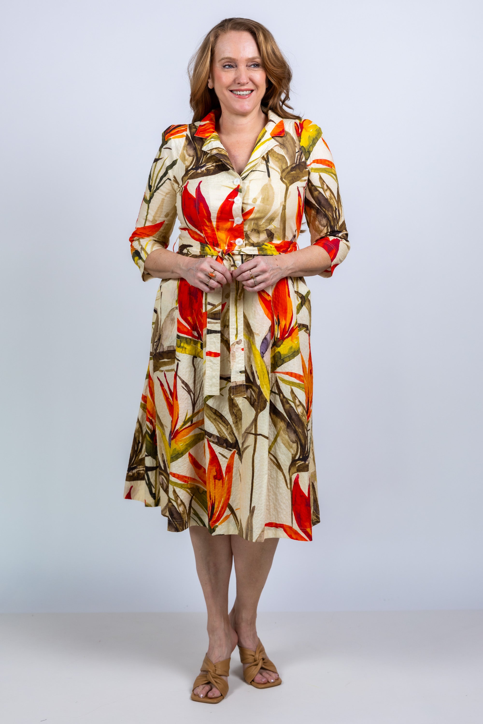 Jurk met knopen - Beige