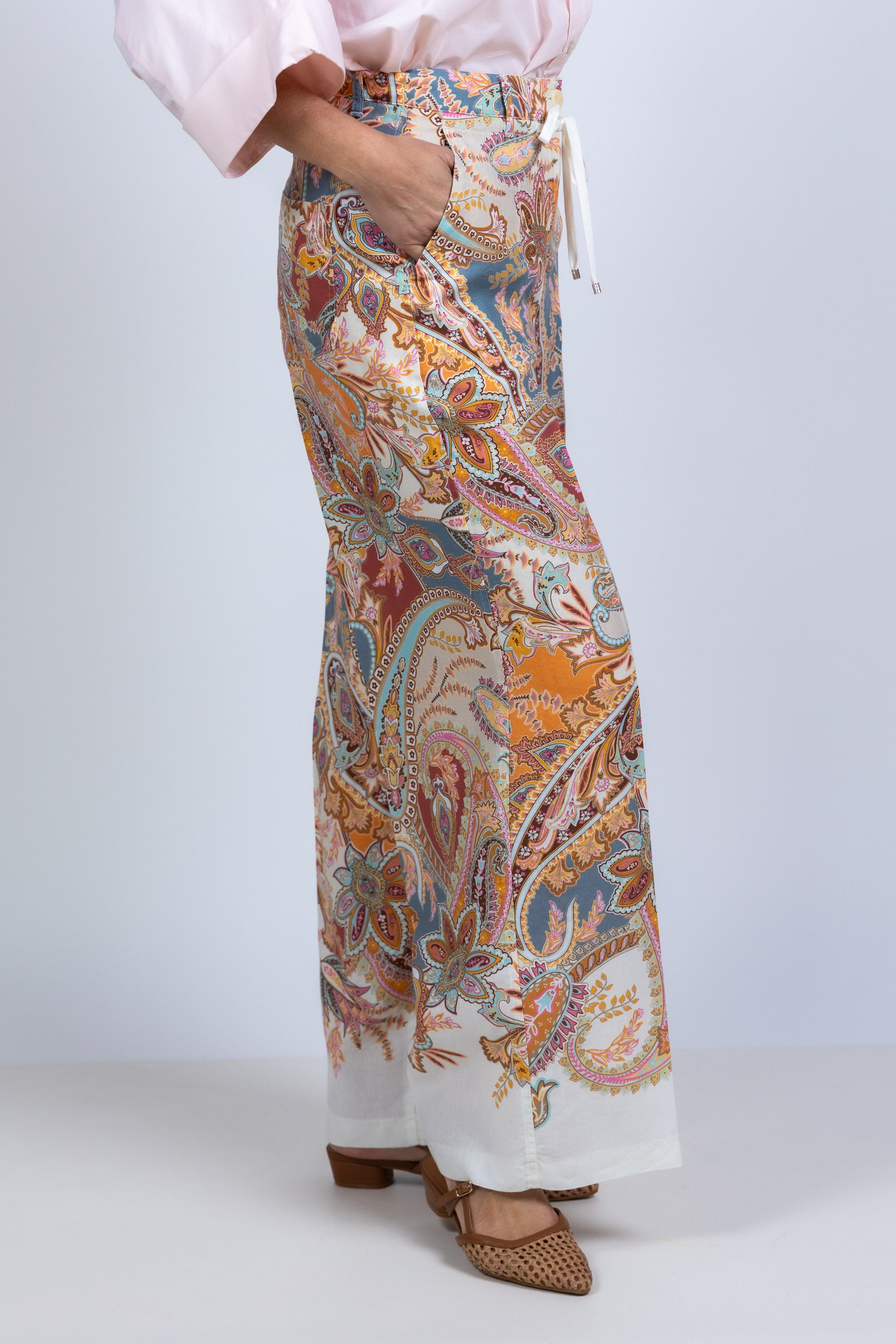 Wijde broek met print - Gebrand oranje