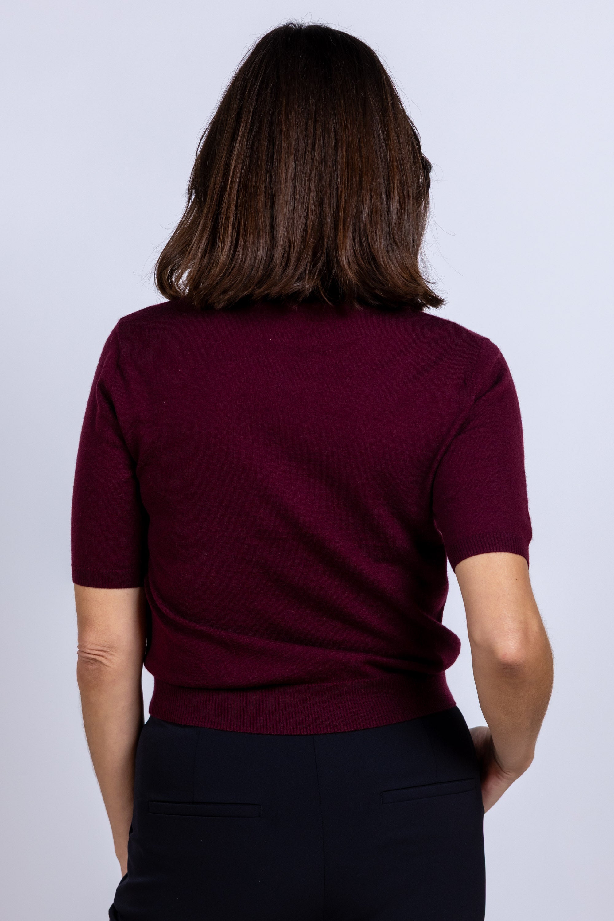 Trui met korte mouwen - Donkerbordeaux