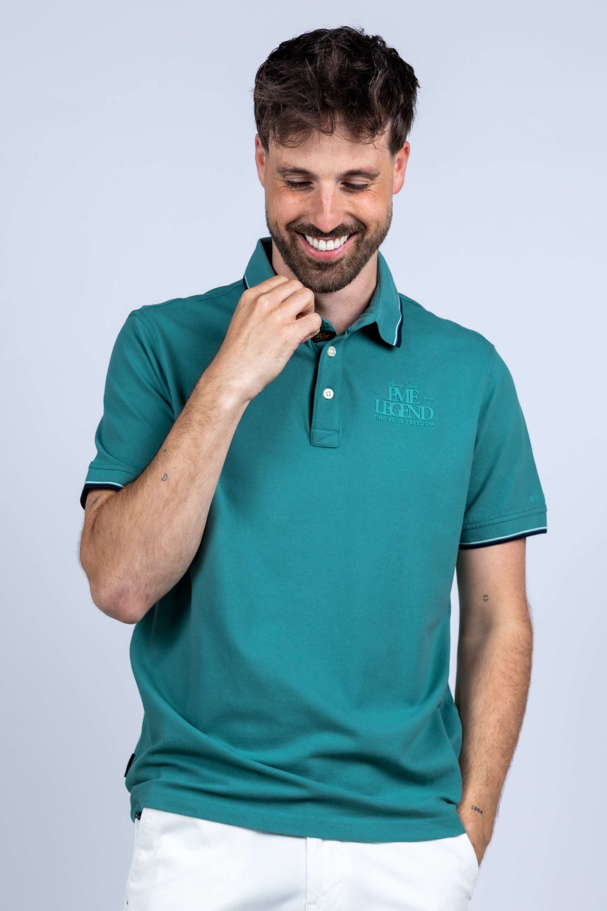 Polo met kraag - Smaragd/biljart