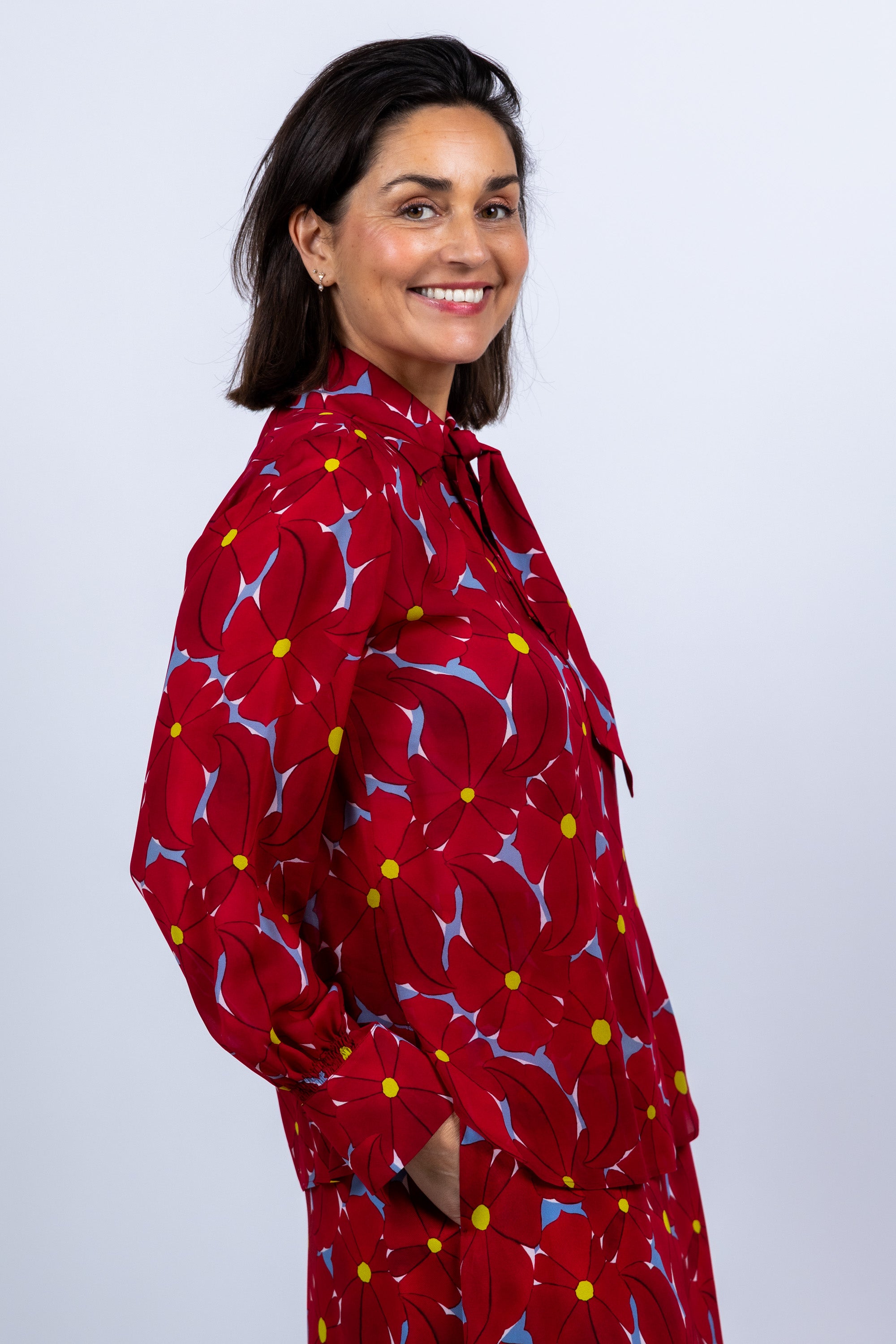Blouse met strik - Rood