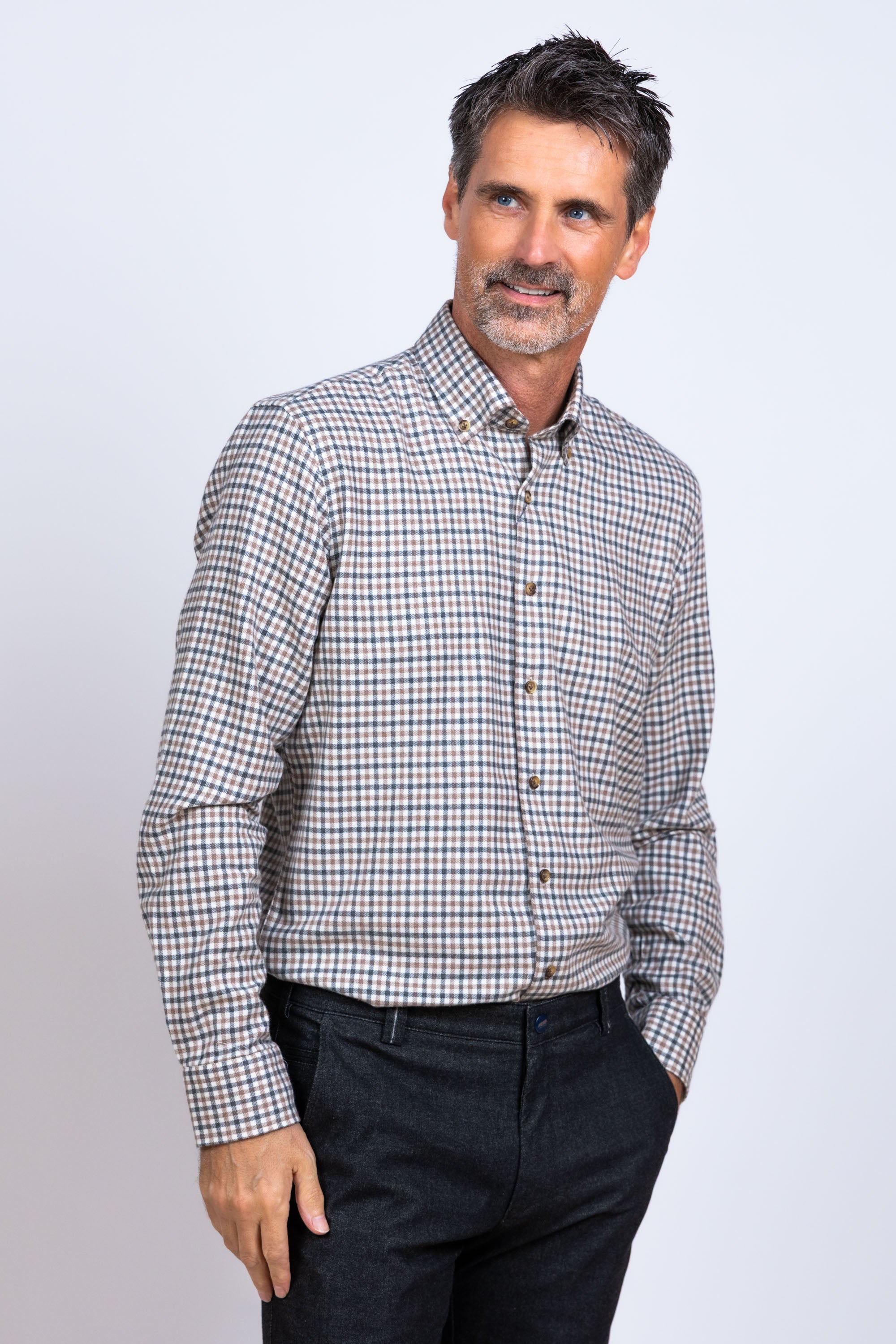 Overhemd met ruit - Zand