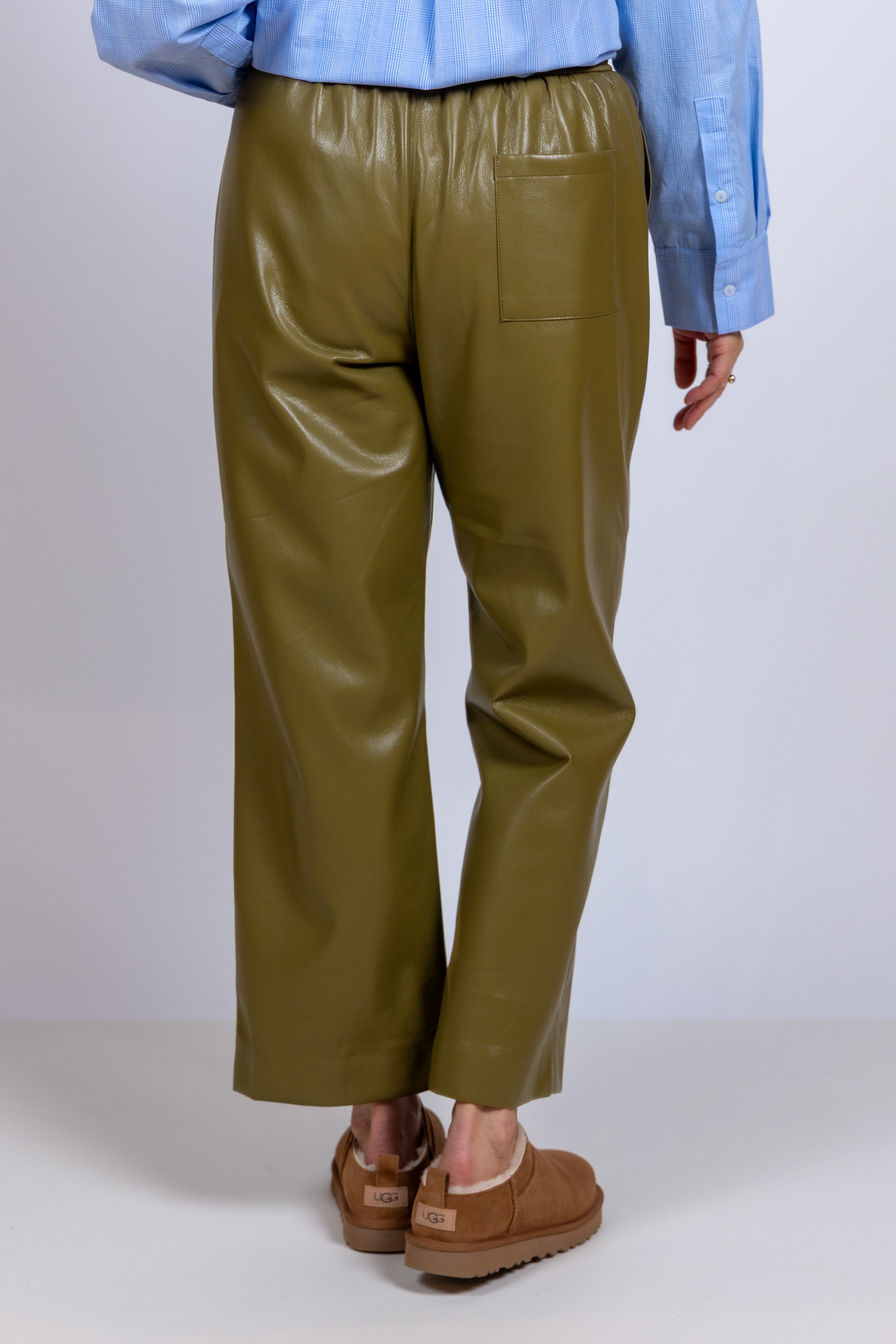 Broek met elastische taille - Olijfgroen