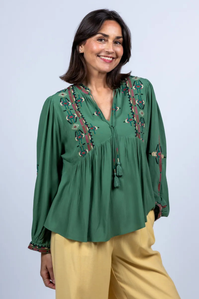 BA&SH BA&SH TILT Blouse met borduursels - Mint