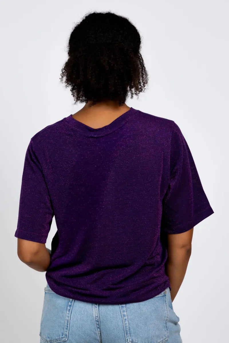 MOMONI MOMONI IORA MO56 MOMONI IORA MO56 T-shirt met glitters - Paars