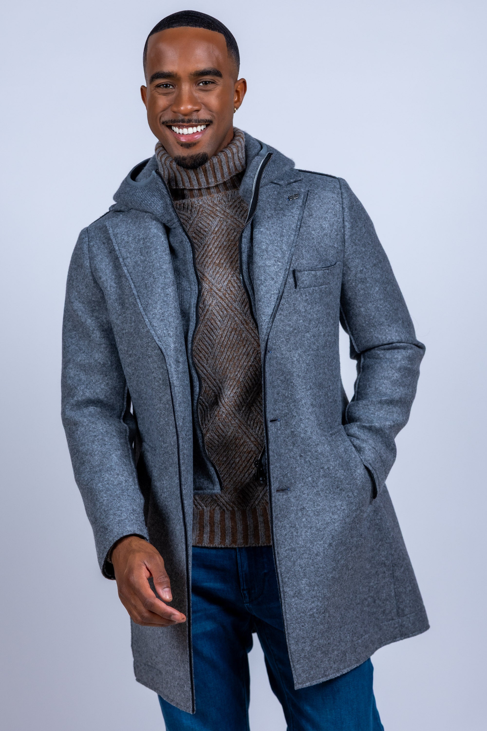 Mantel met knopen - Lichtgrijs