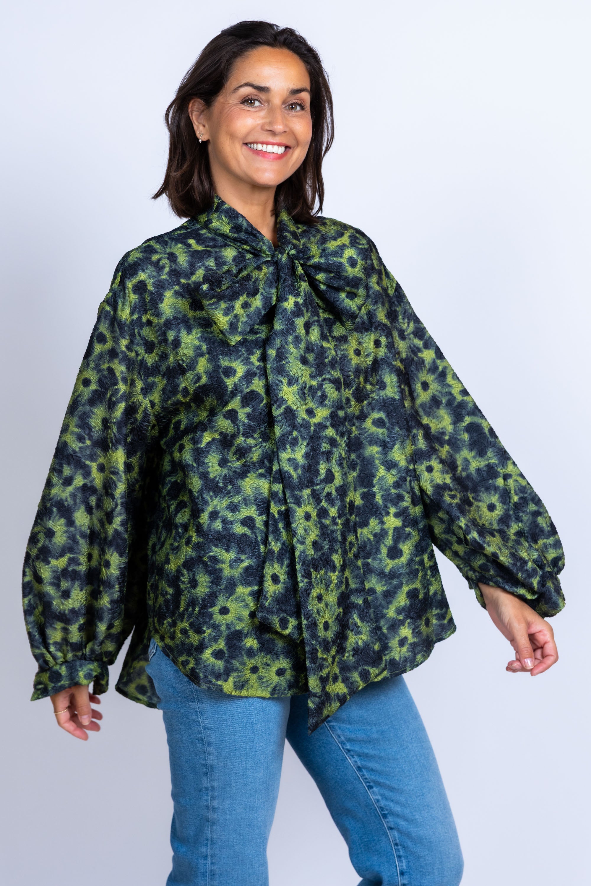 Blouse met strik - Appelgroen