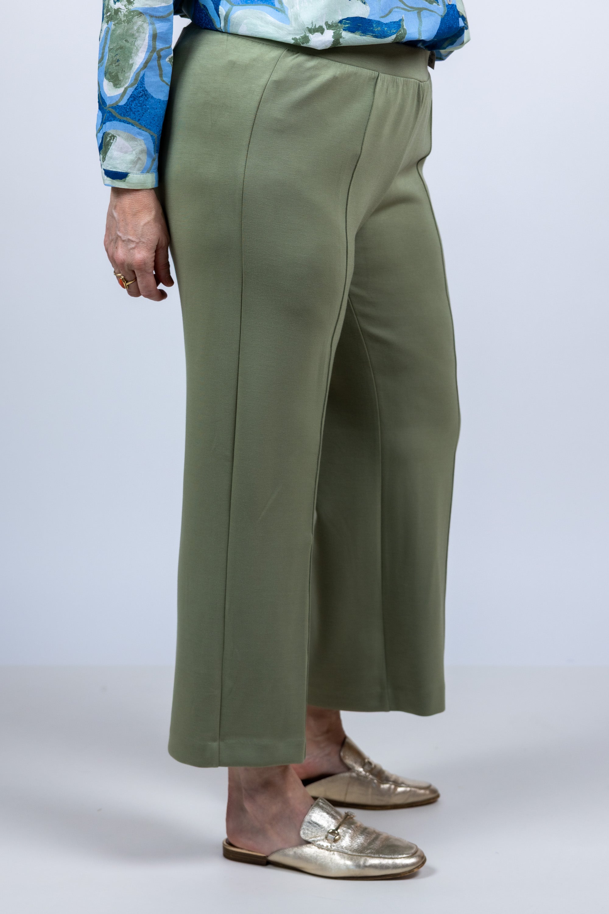 Broek met elastische taille - Olijfgroen