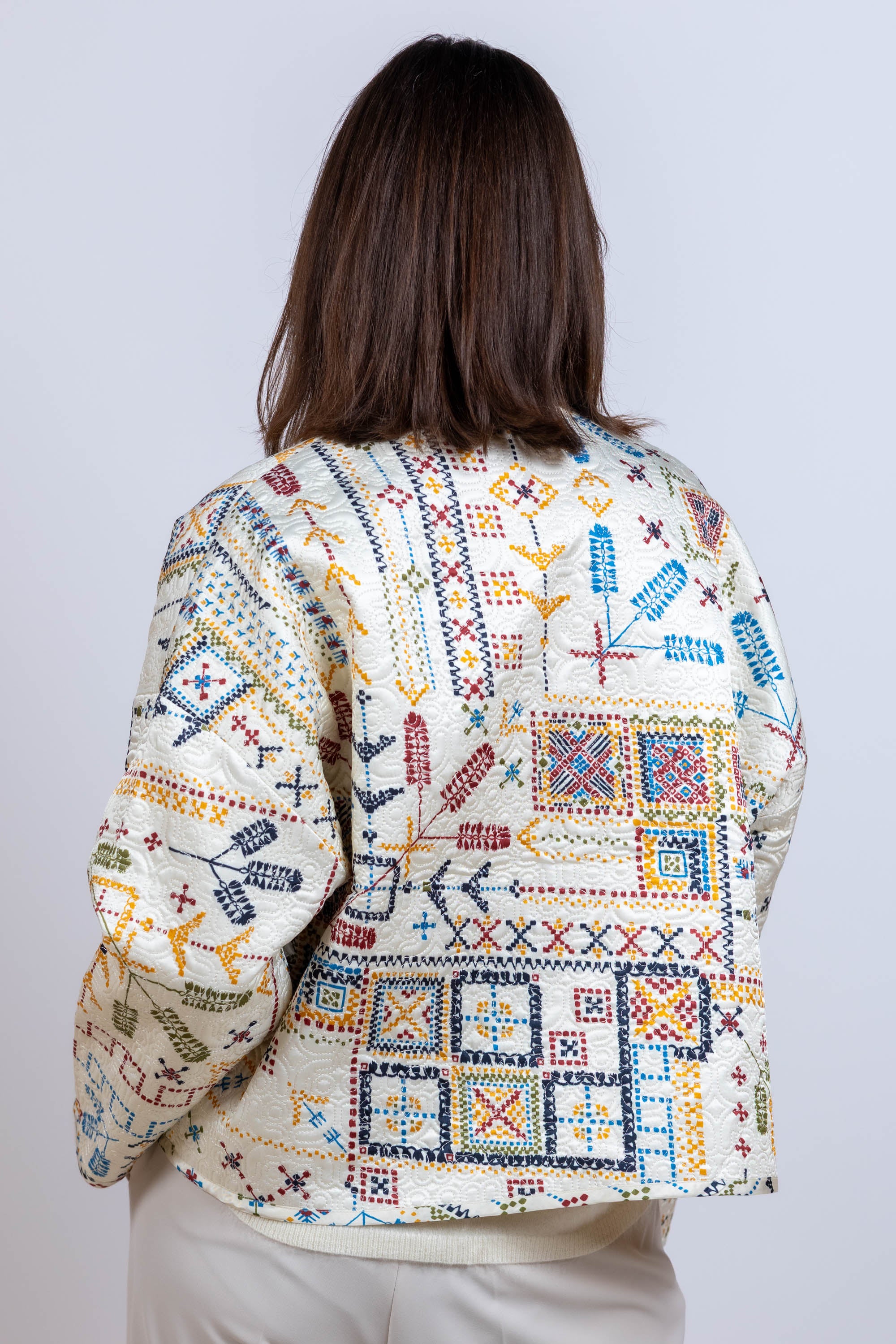 Jasje met print - Ecru