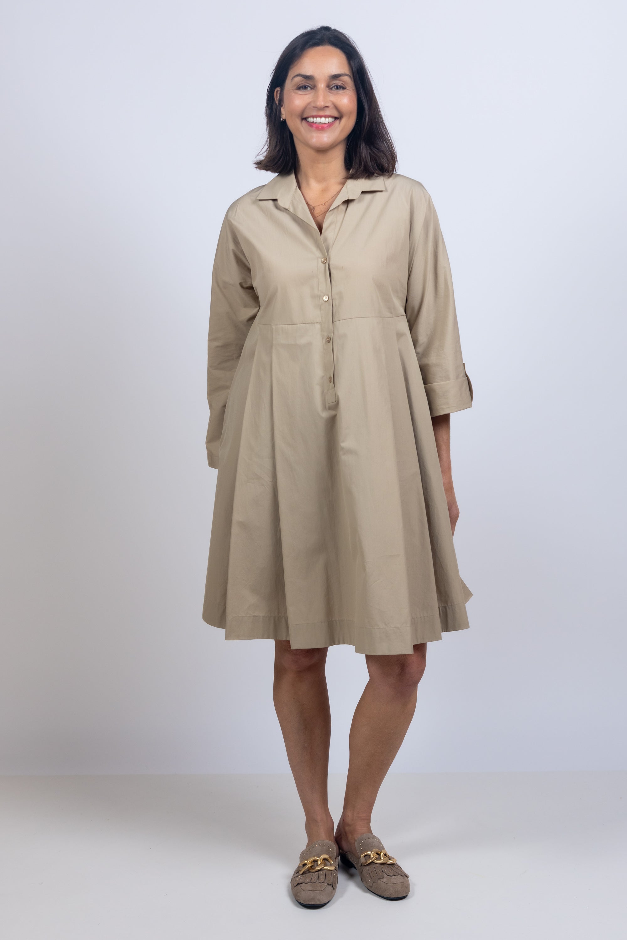 Jurk met knopen - Beige