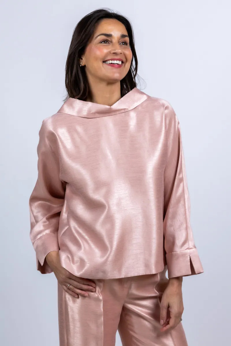 XANDRES XANDRES Hubje Blouse met boothals - Roze