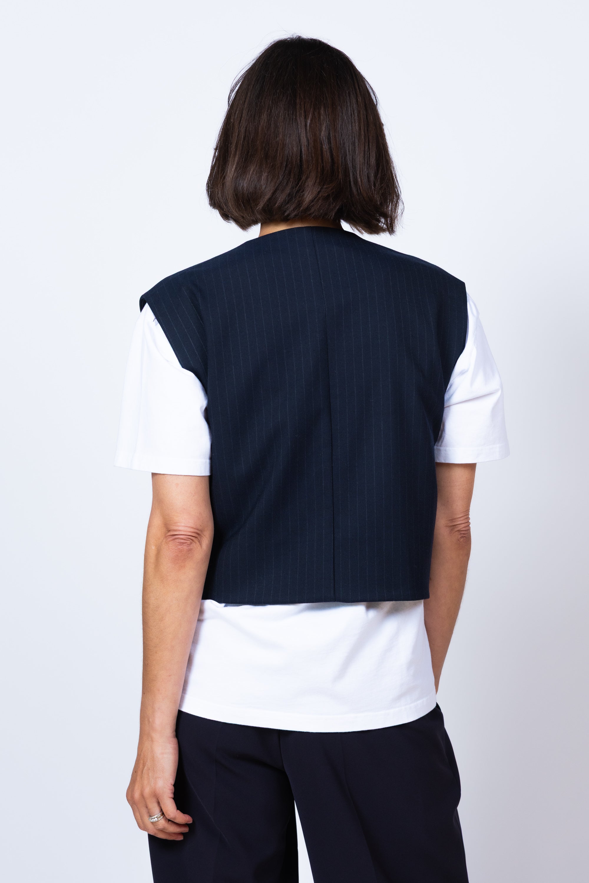 Gilet met knopen - Marine