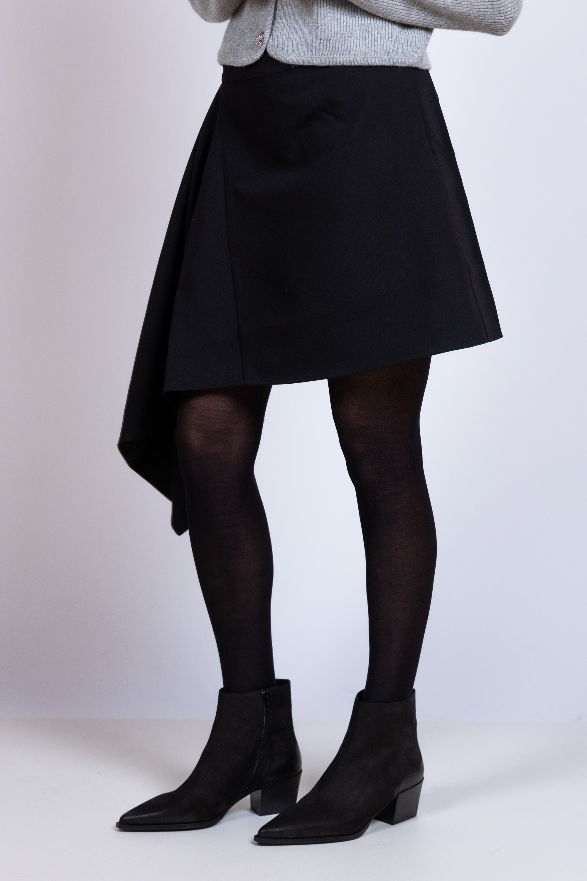 Rok met asymmetrisch detail - Zwart
