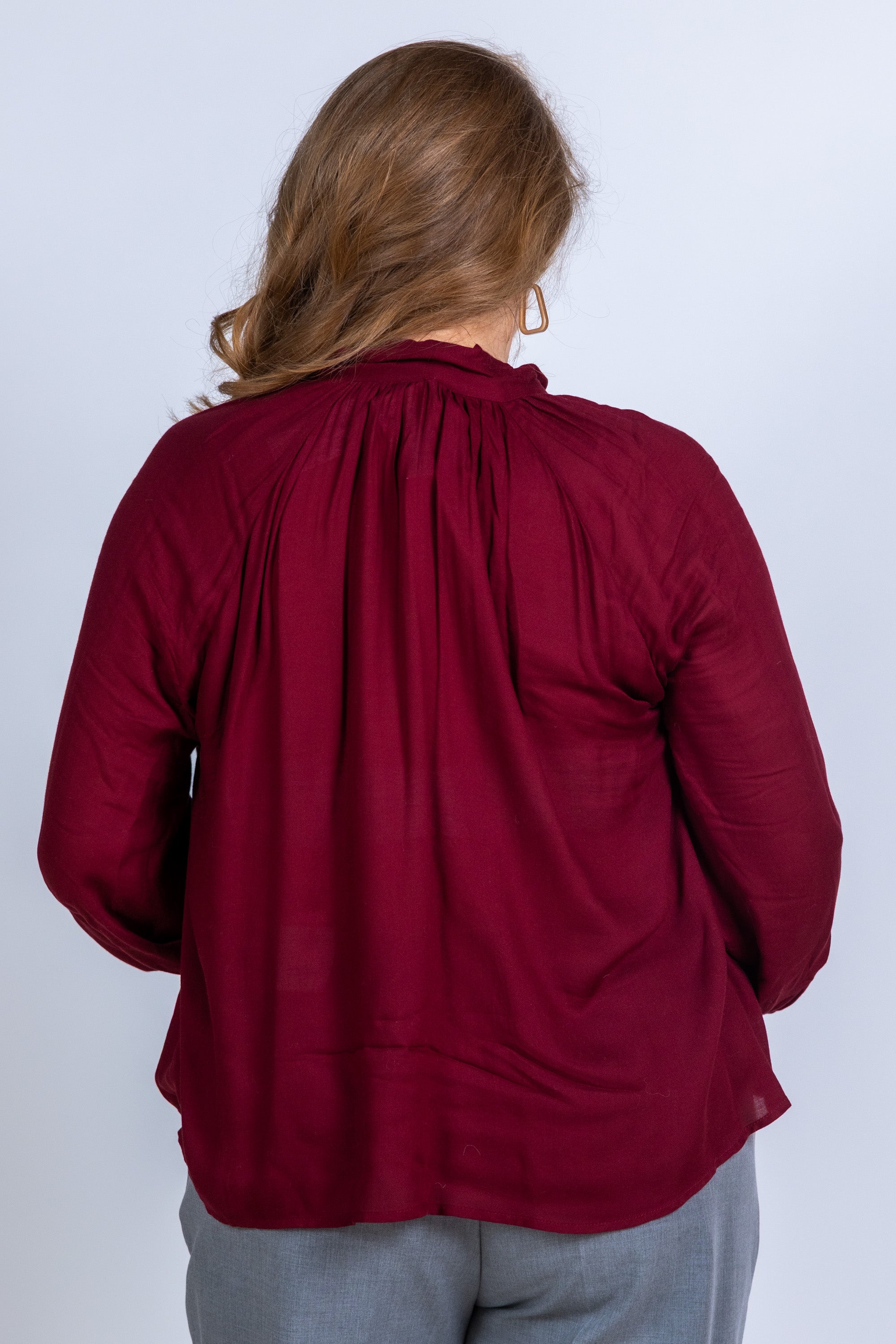 Blouse met strik - Donkerrood