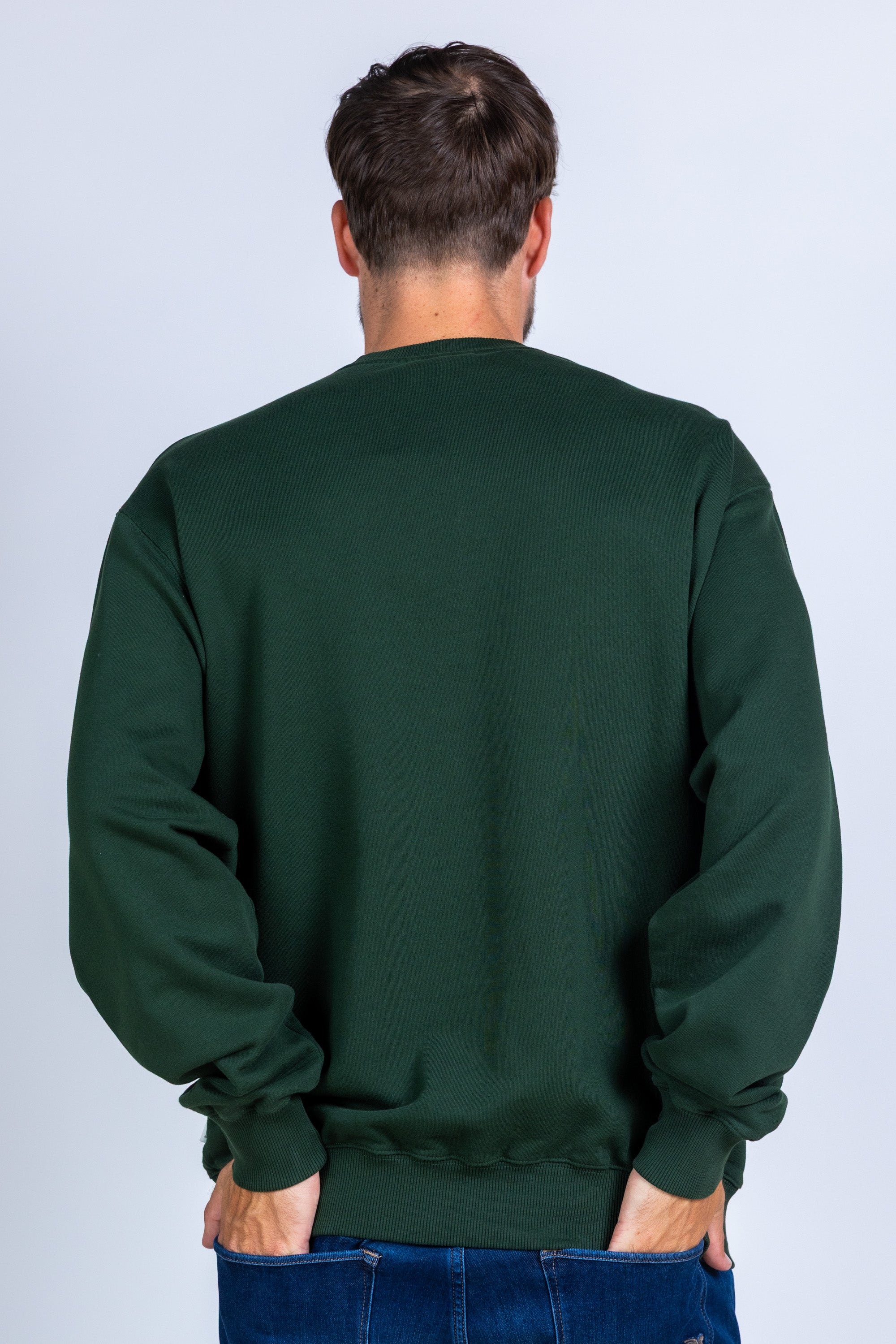 Sweater met borduursel - Flessegroen
