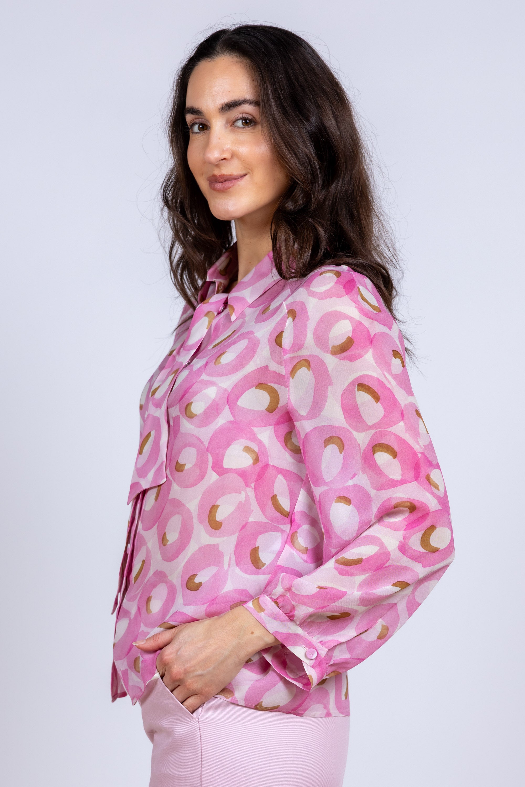 Blouse met strik - Roze