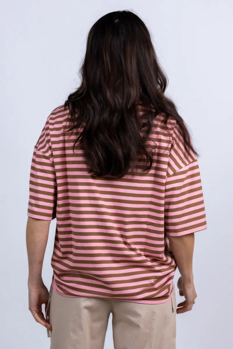 ESSENTIEL ANTWERP ESSENTIEL ANTWERP JOSTE T-shirt met strepen - Roze