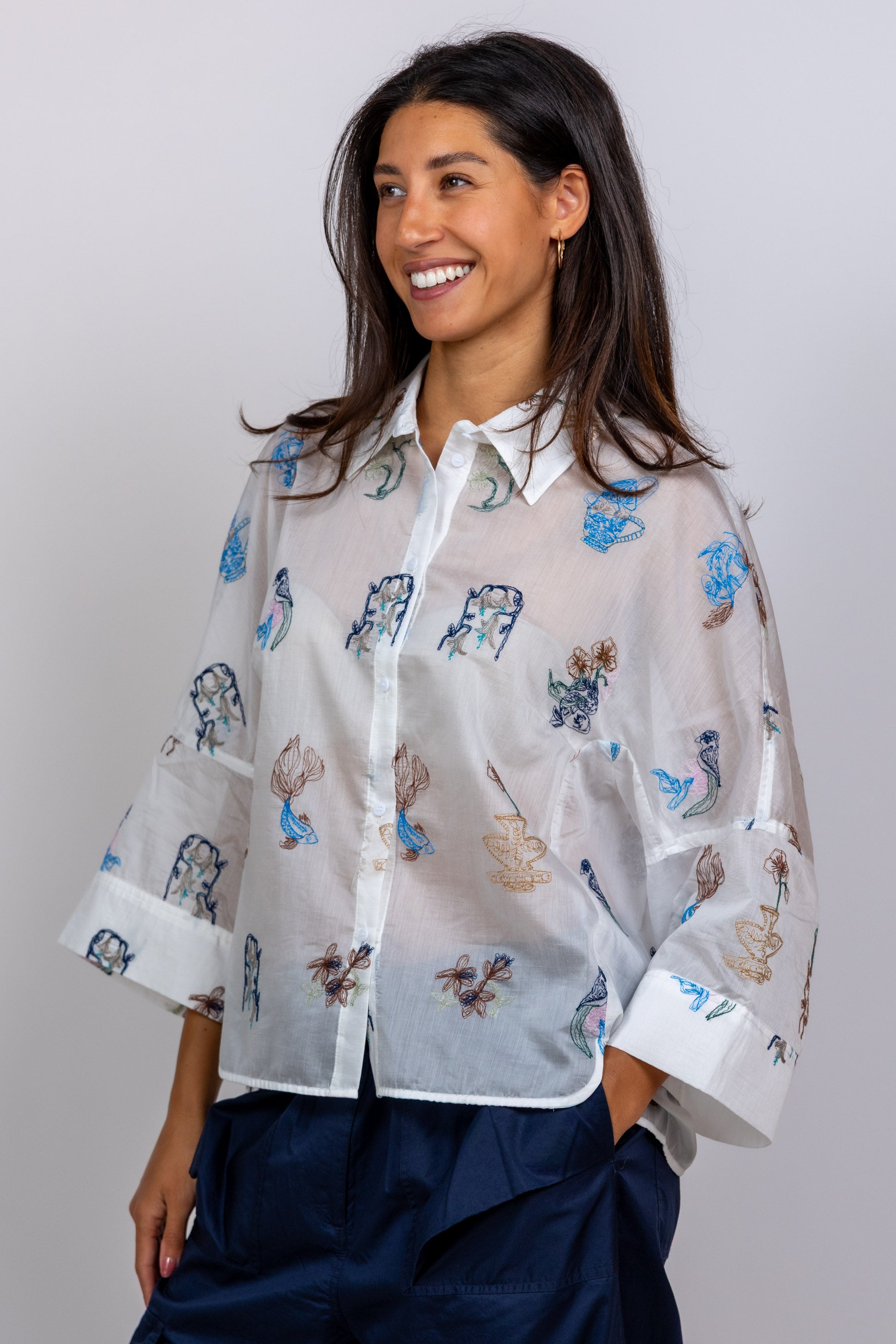 Blouse met borduursels - Wit