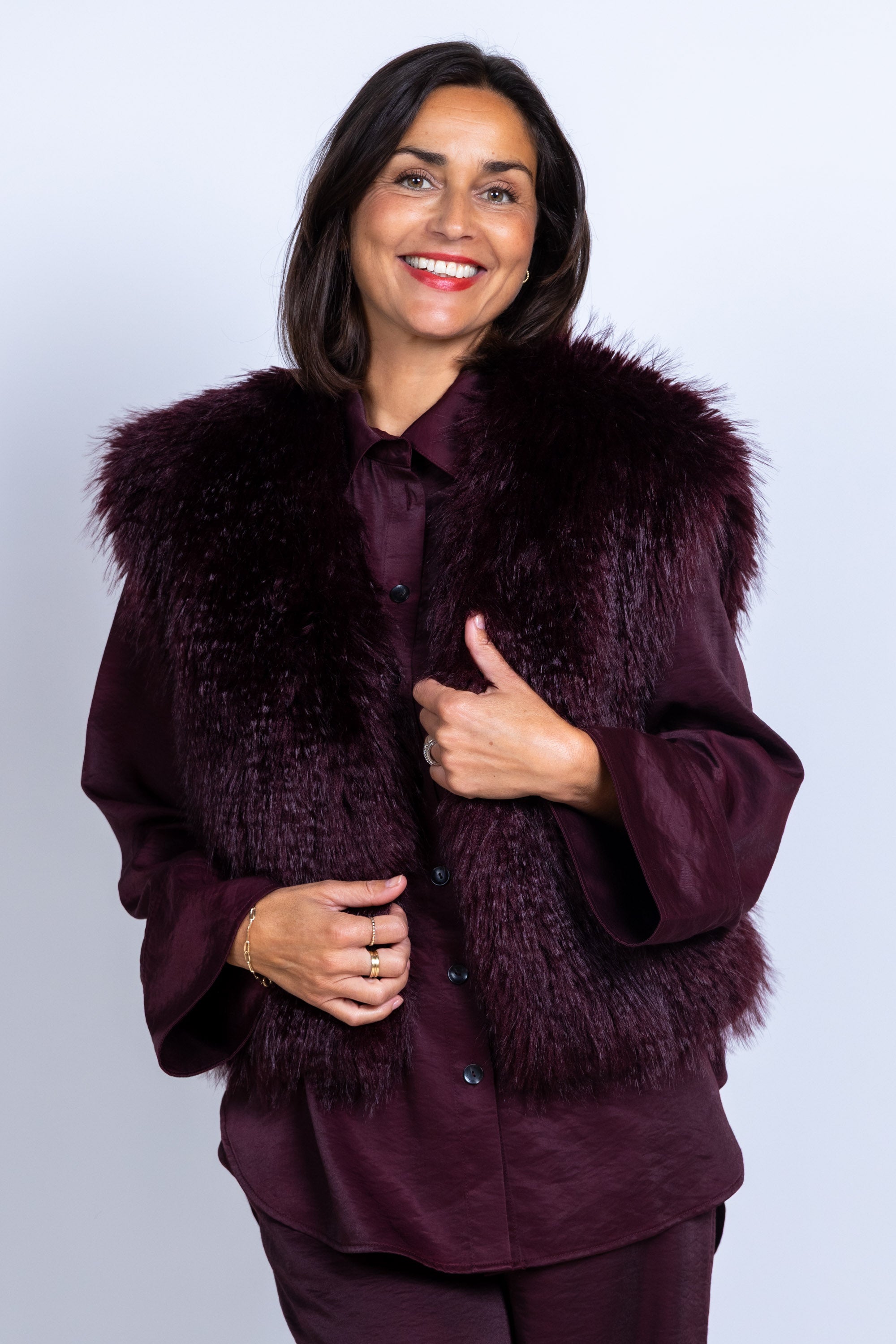 Gilet met faux fur - Burgundy
