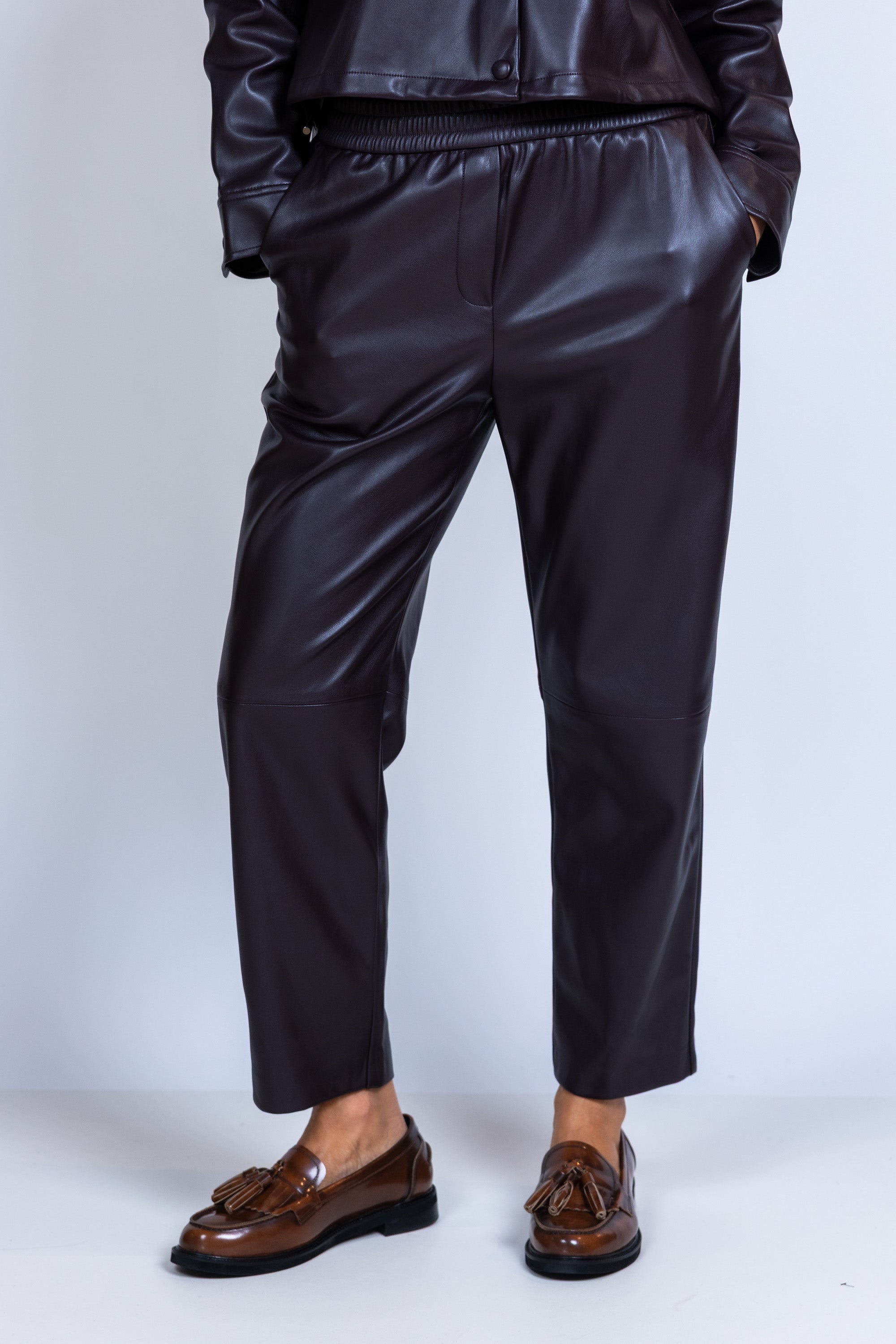 Broek met elastische taille - Bruin