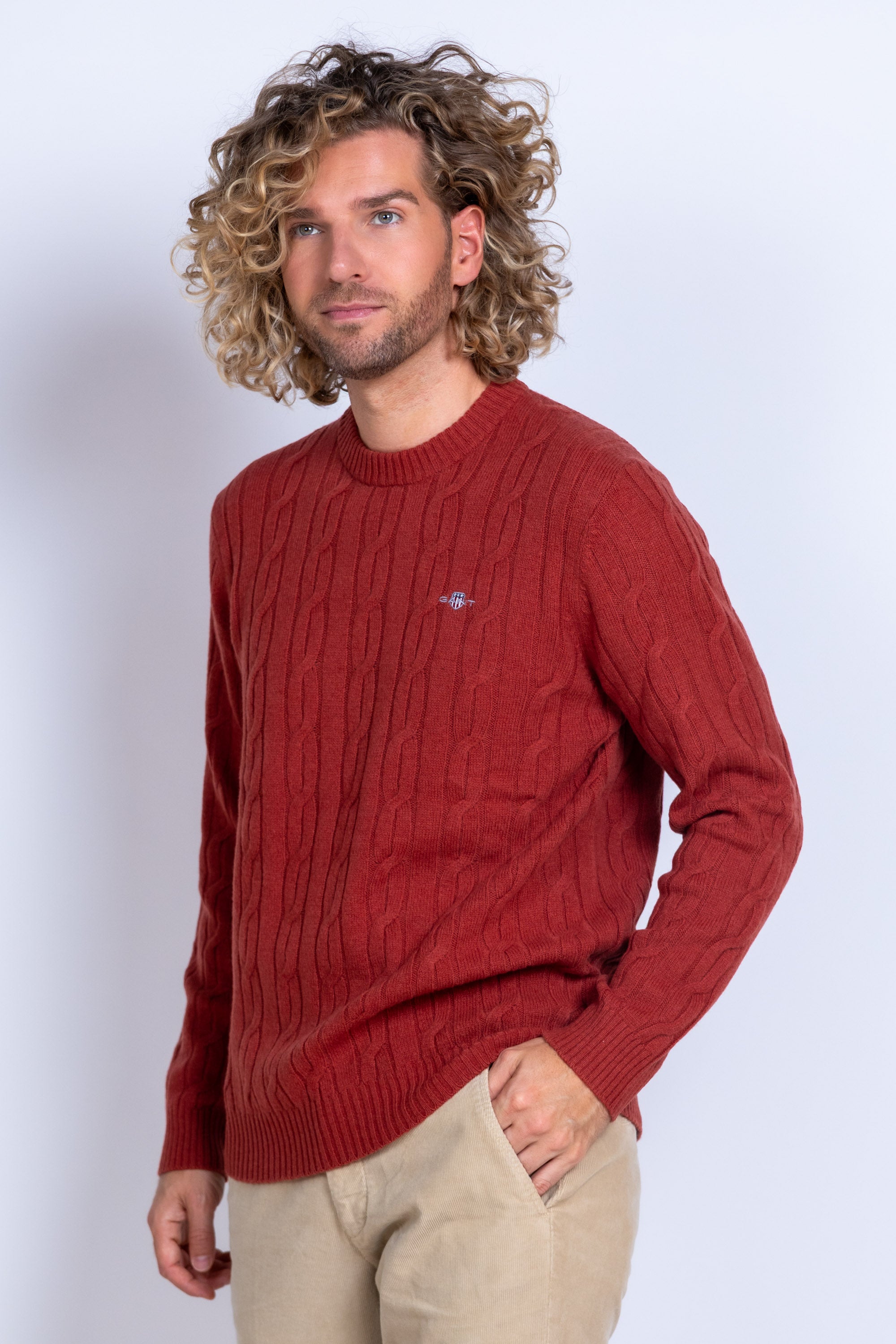 Trui met kabelpatroon - Brique