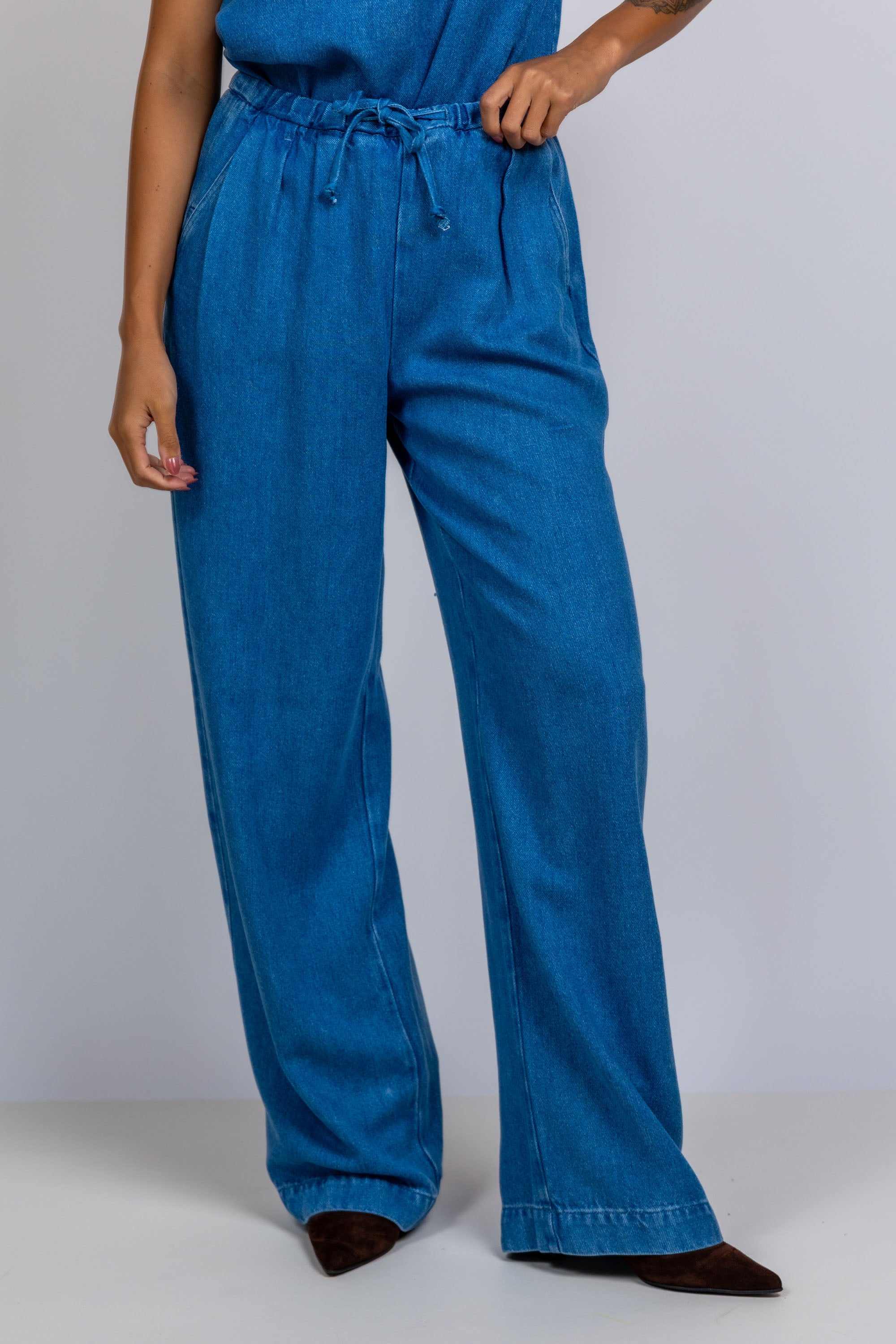 Wijde broek met koord - Jeans