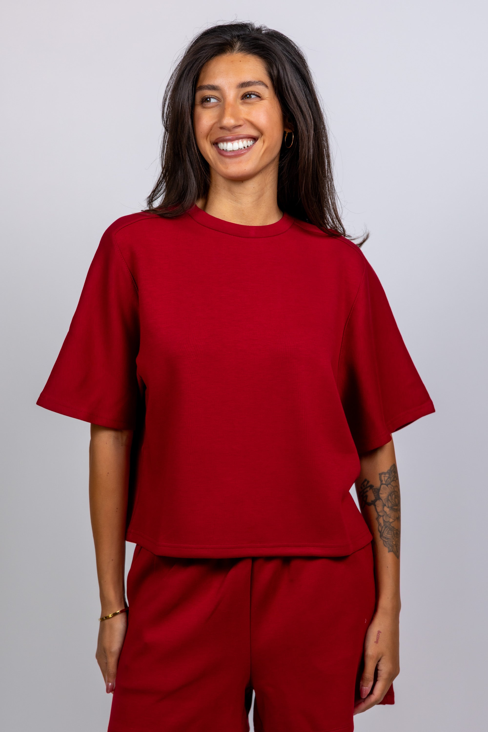 T-shirt met korte mouwen - Donkerbordeaux