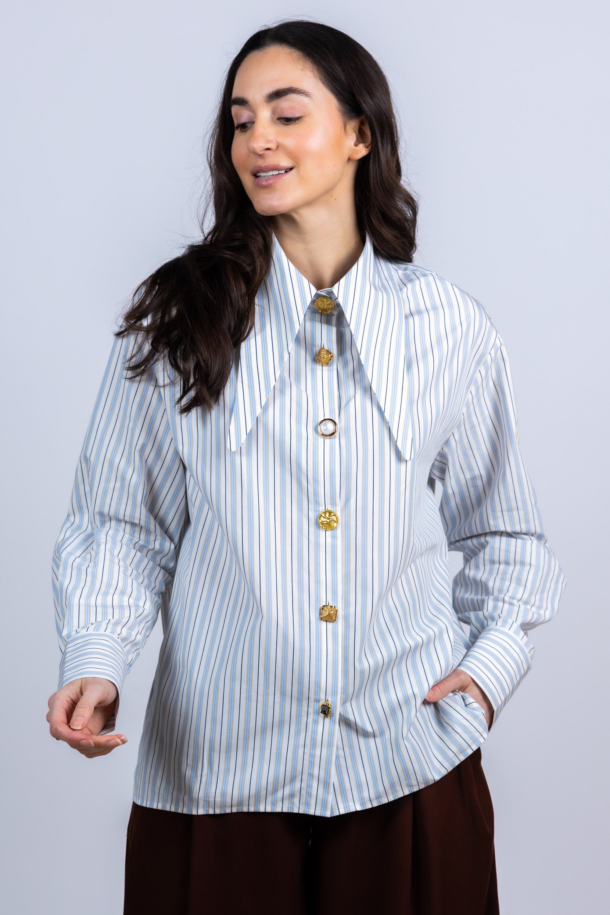 Blouse met strepen - Bleu