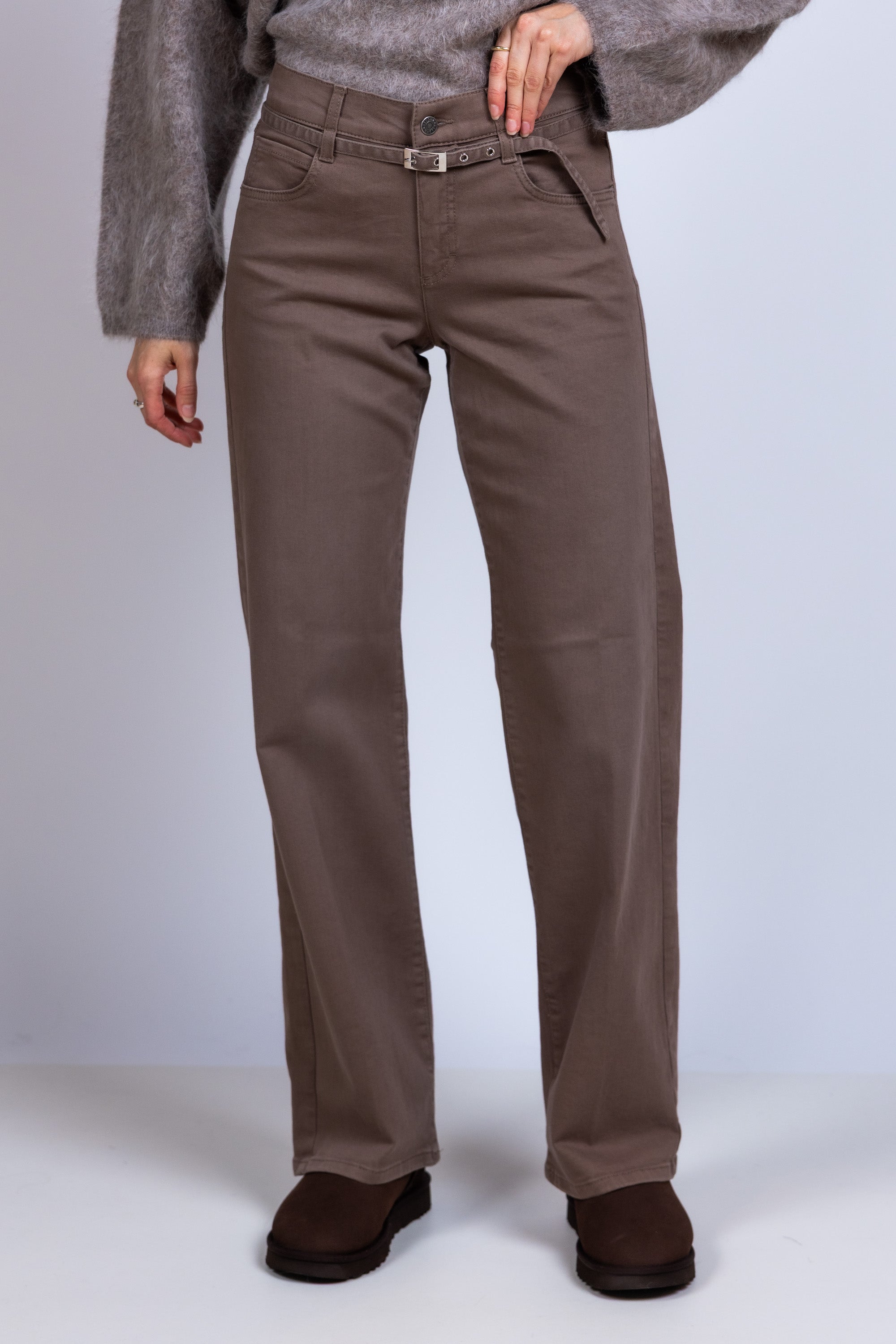 Broek met riem - Licht taupe